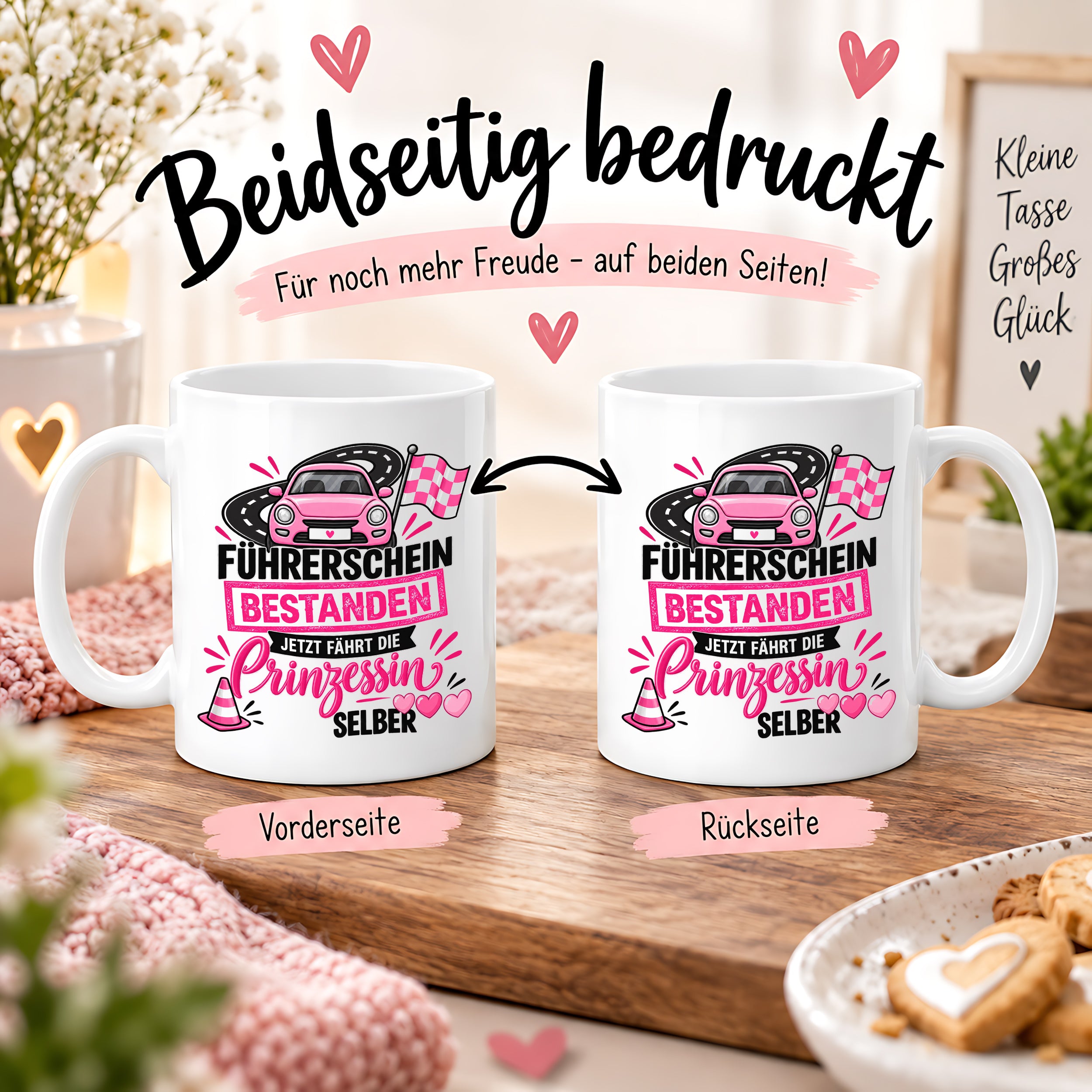 Herzbotschaft Tasse Führerschein bestanden Prinzessin Geschenk 330 ml