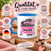 Herzbotschaft Tasse Führerschein bestanden Prinzessin Geschenk 330 ml