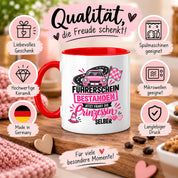 Herzbotschaft Tasse Führerschein bestanden Prinzessin Geschenk 330 ml