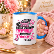 Herzbotschaft Tasse Führerschein bestanden Prinzessin Geschenk 330 ml
