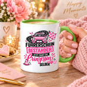 Herzbotschaft Tasse Führerschein bestanden Prinzessin Geschenk 330 ml