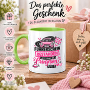 Herzbotschaft Tasse Führerschein bestanden Prinzessin Geschenk 330 ml