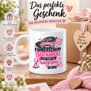 Herzbotschaft Tasse Führerschein bestanden Prinzessin Geschenk 330 ml
