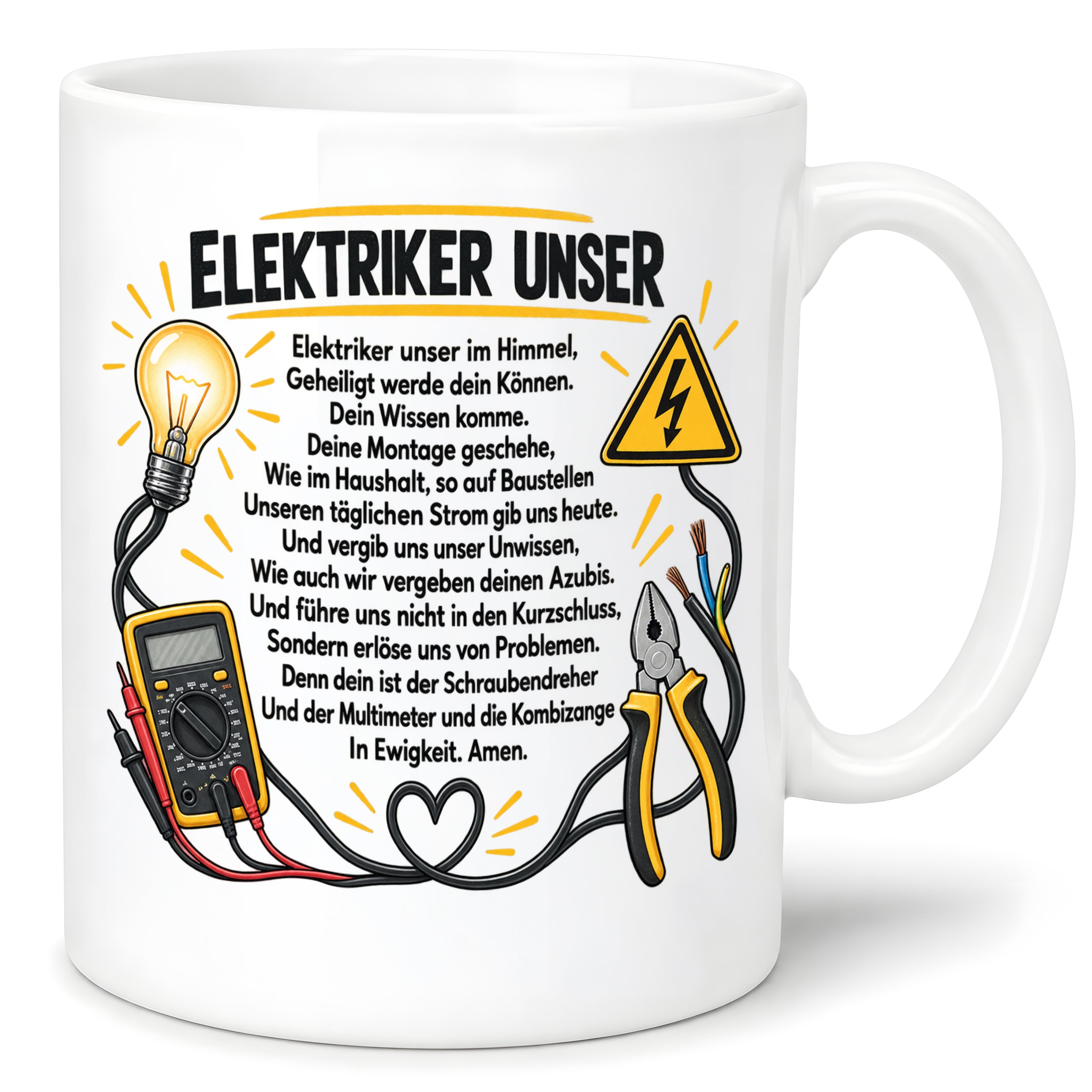 Herzbotschaft Tasse Elektriker Unser lustiges Geschenk 330 ml