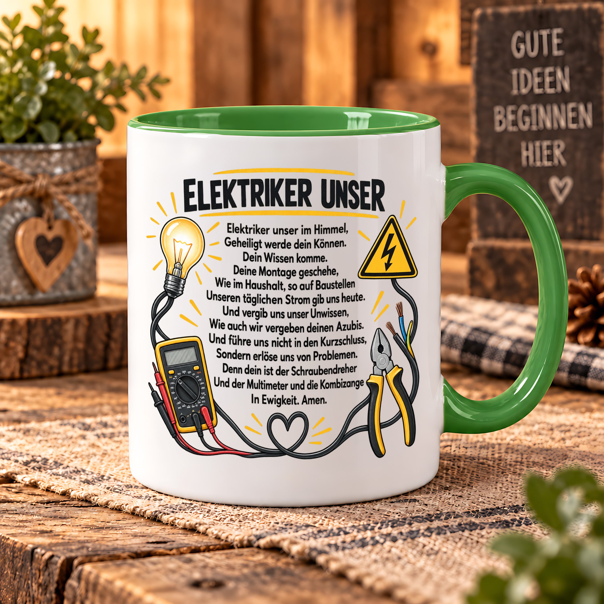 Herzbotschaft Tasse Elektriker Unser lustiges Geschenk 330 ml