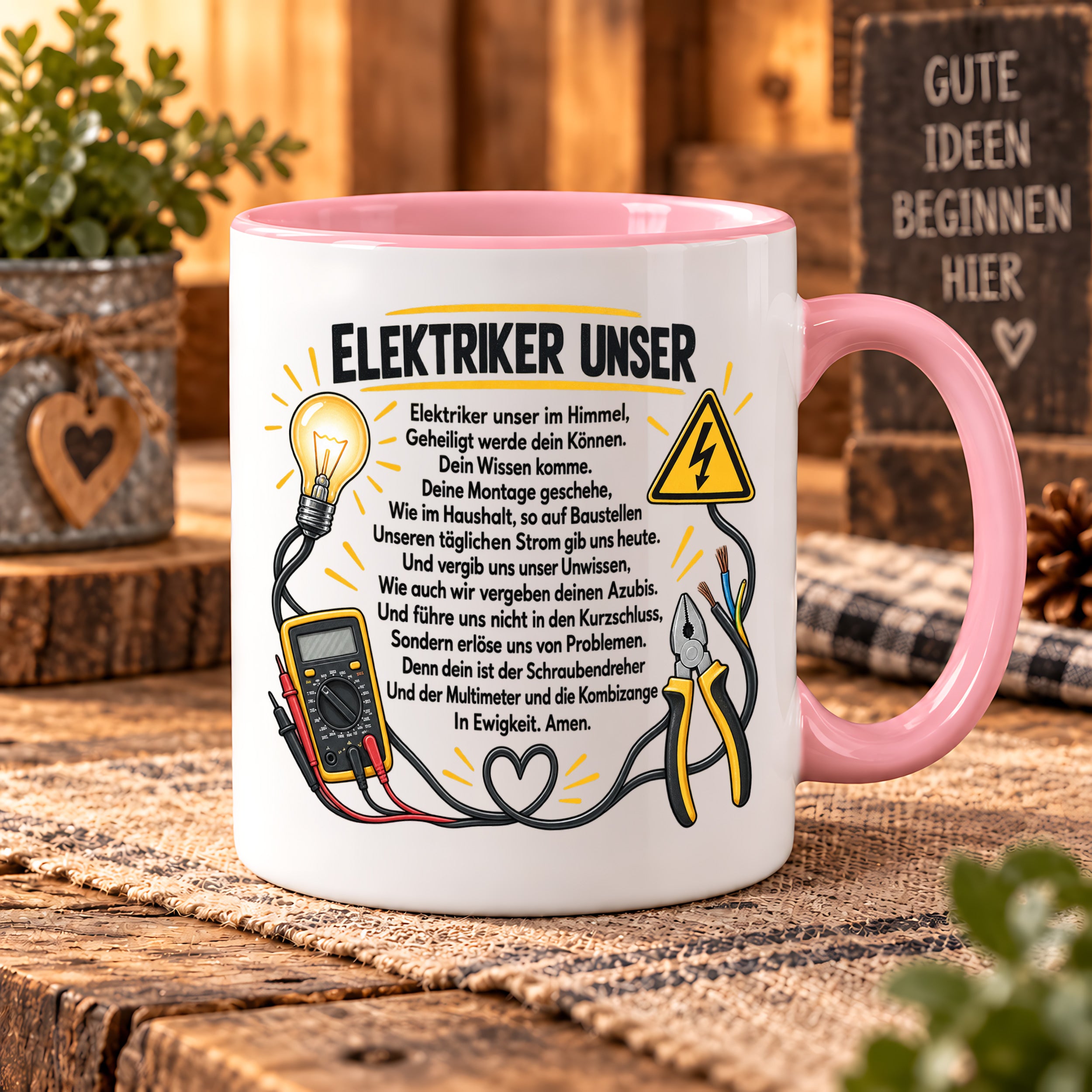 Herzbotschaft Tasse Elektriker Unser lustiges Geschenk 330 ml