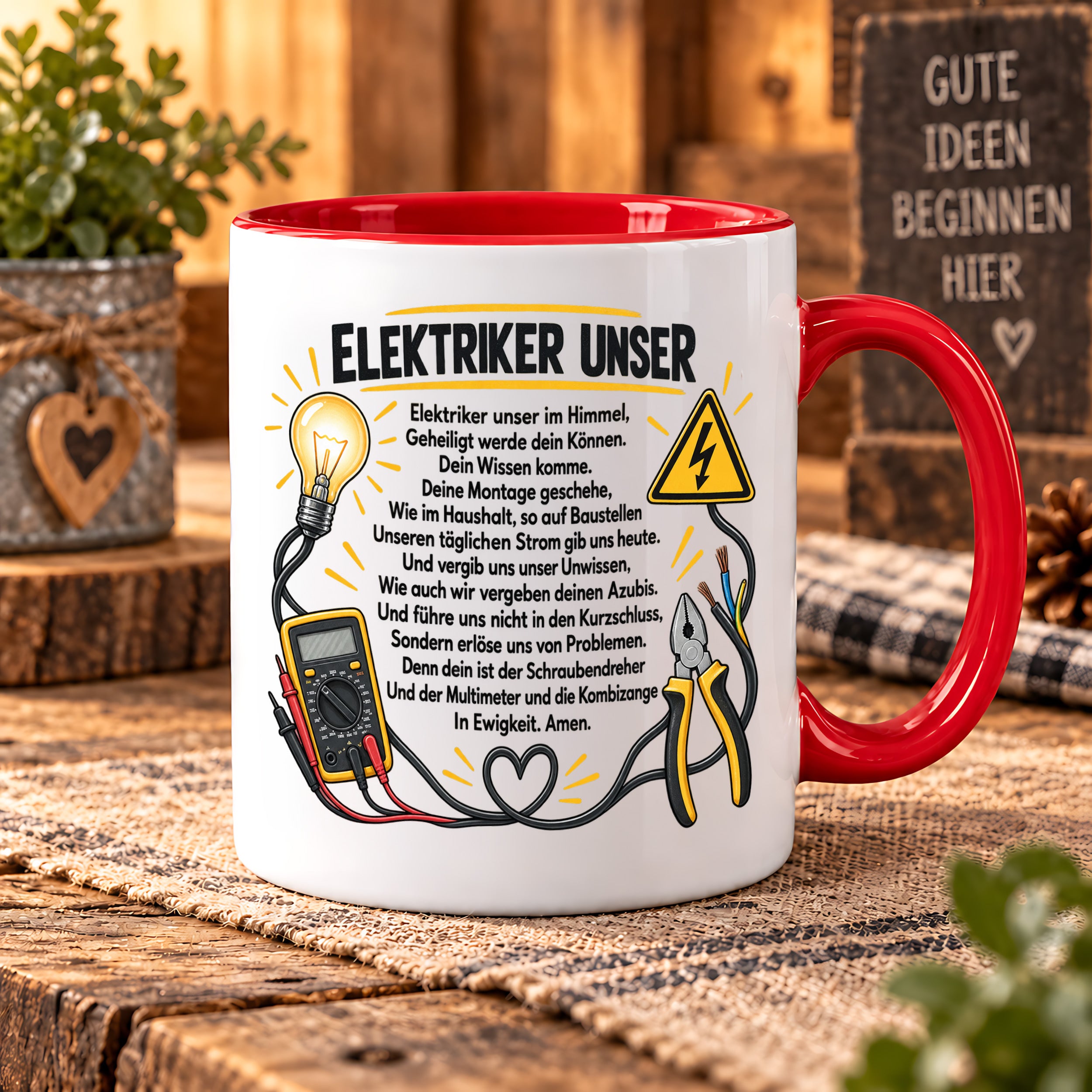 Herzbotschaft Tasse Elektriker Unser lustiges Geschenk 330 ml