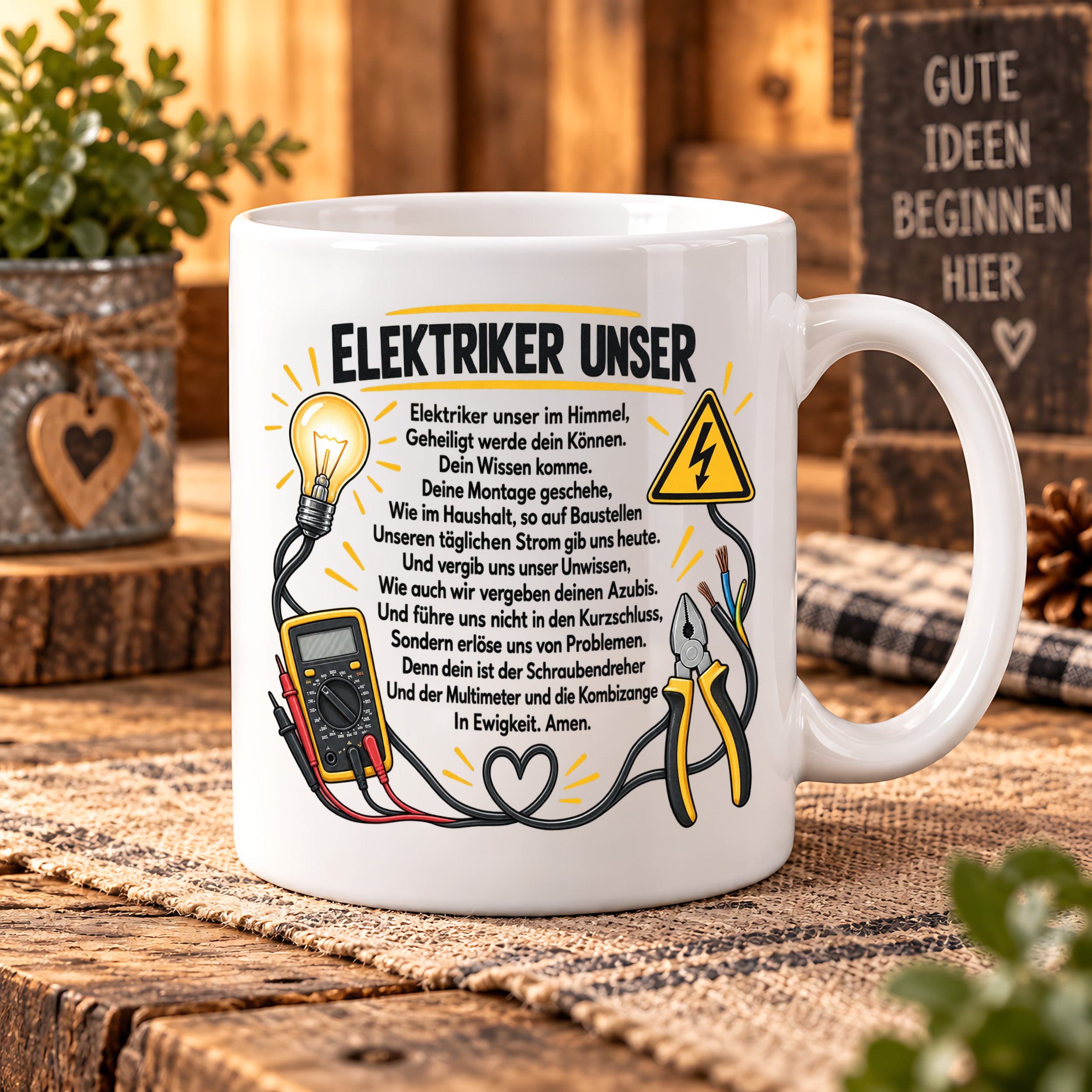 Herzbotschaft Tasse Elektriker Unser lustiges Geschenk 330 ml