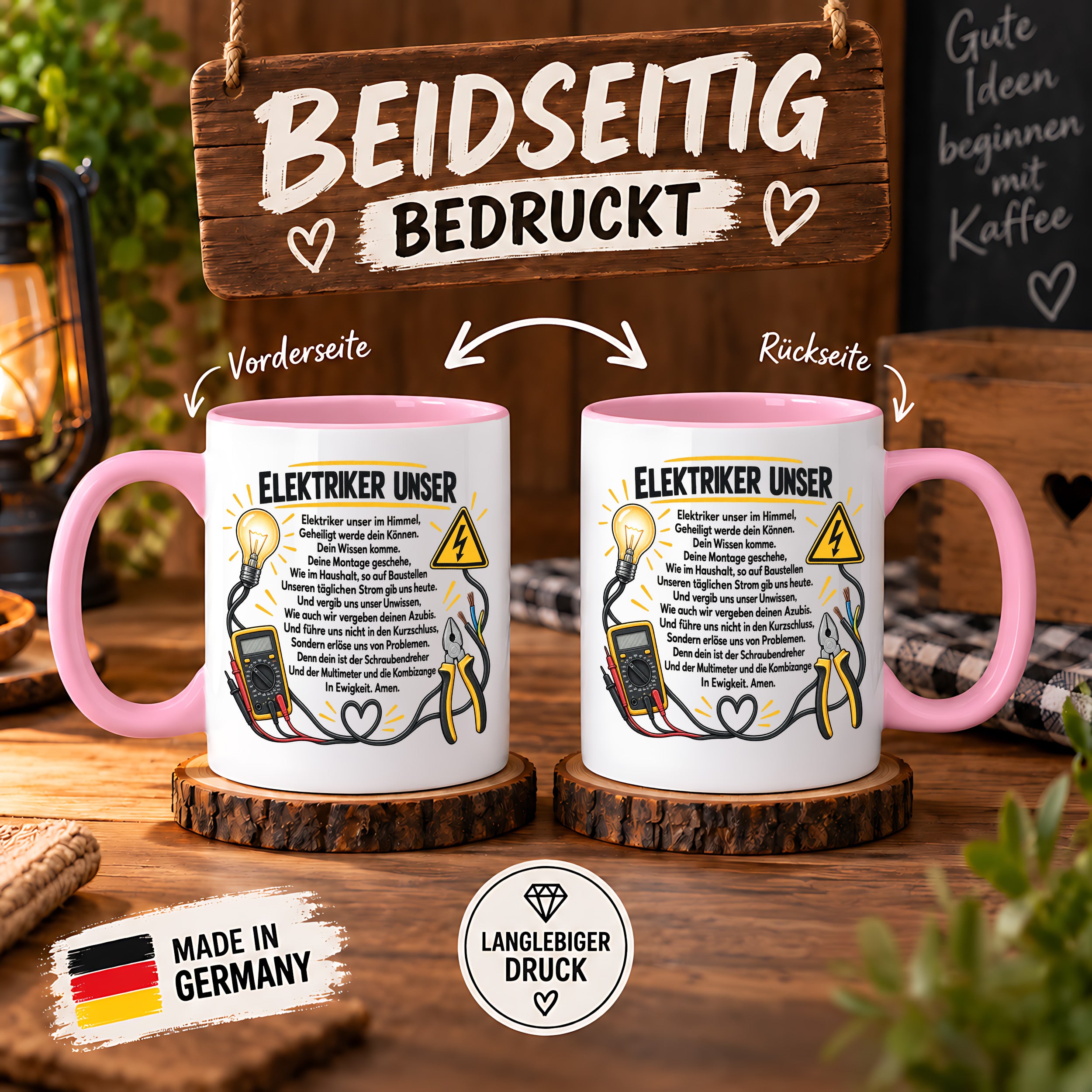 Herzbotschaft Tasse Elektriker Unser lustiges Geschenk 330 ml