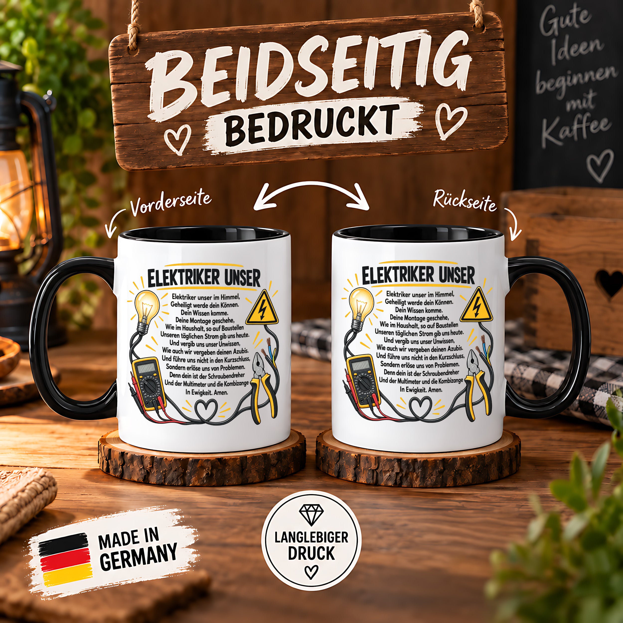Herzbotschaft Tasse Elektriker Unser lustiges Geschenk 330 ml