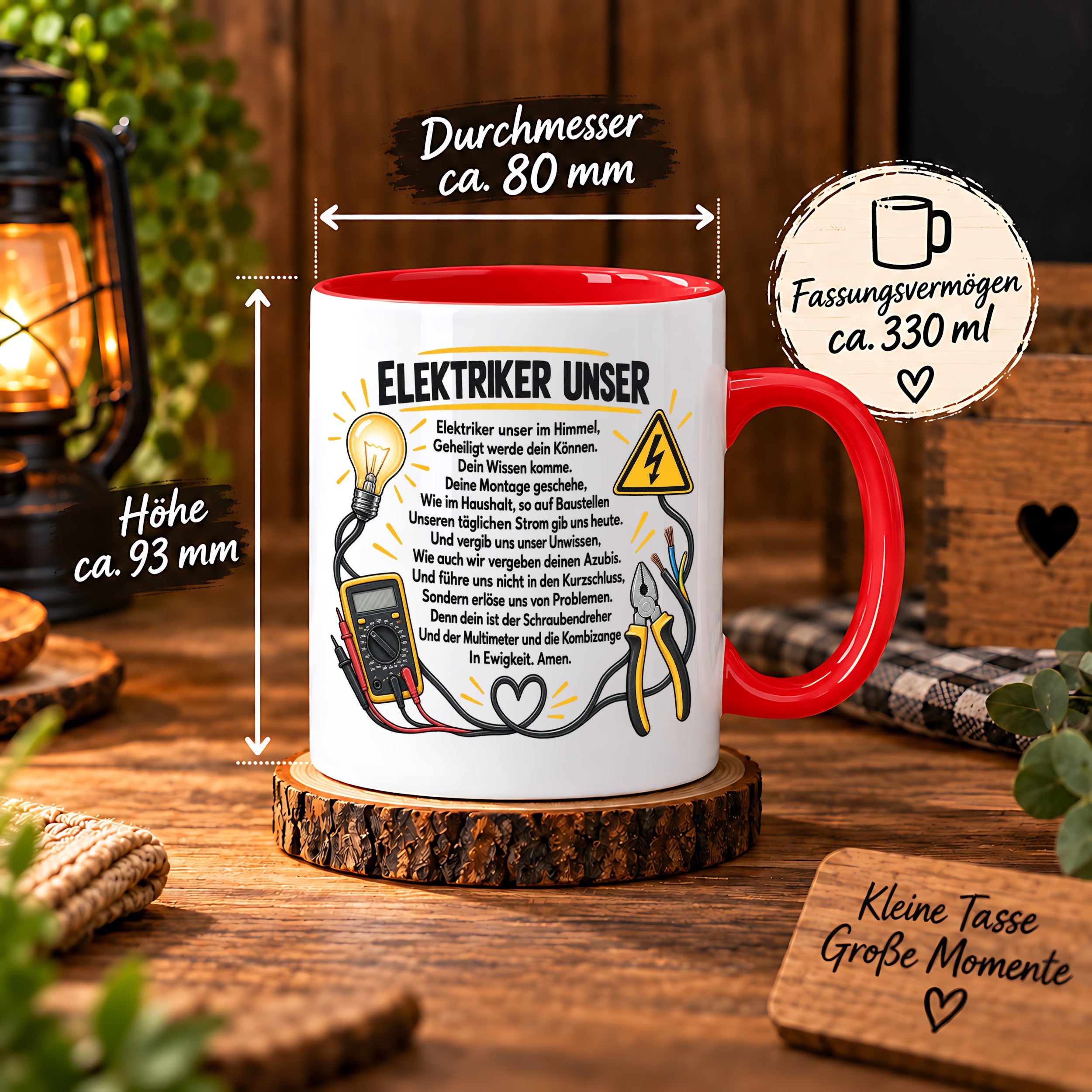 Herzbotschaft Tasse Elektriker Unser lustiges Geschenk 330 ml