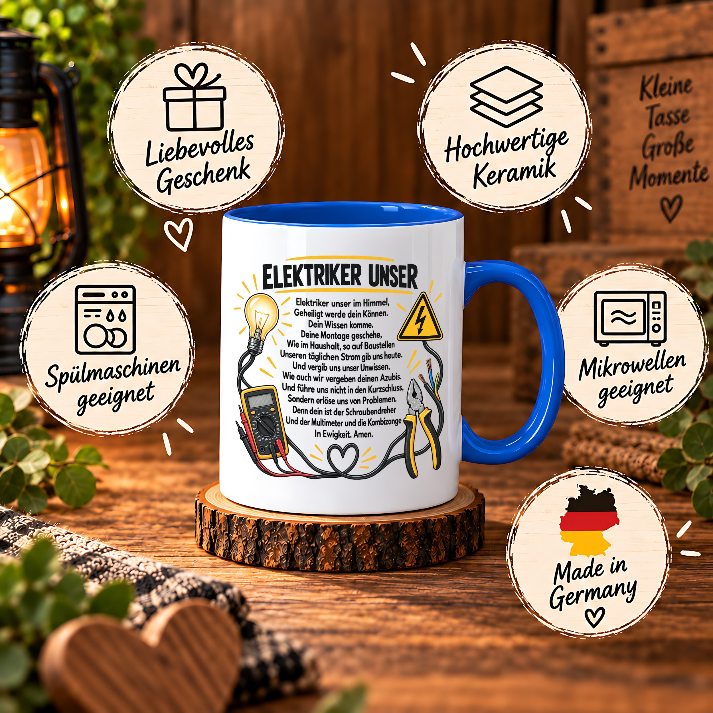 Herzbotschaft Tasse Elektriker Unser lustiges Geschenk 330 ml