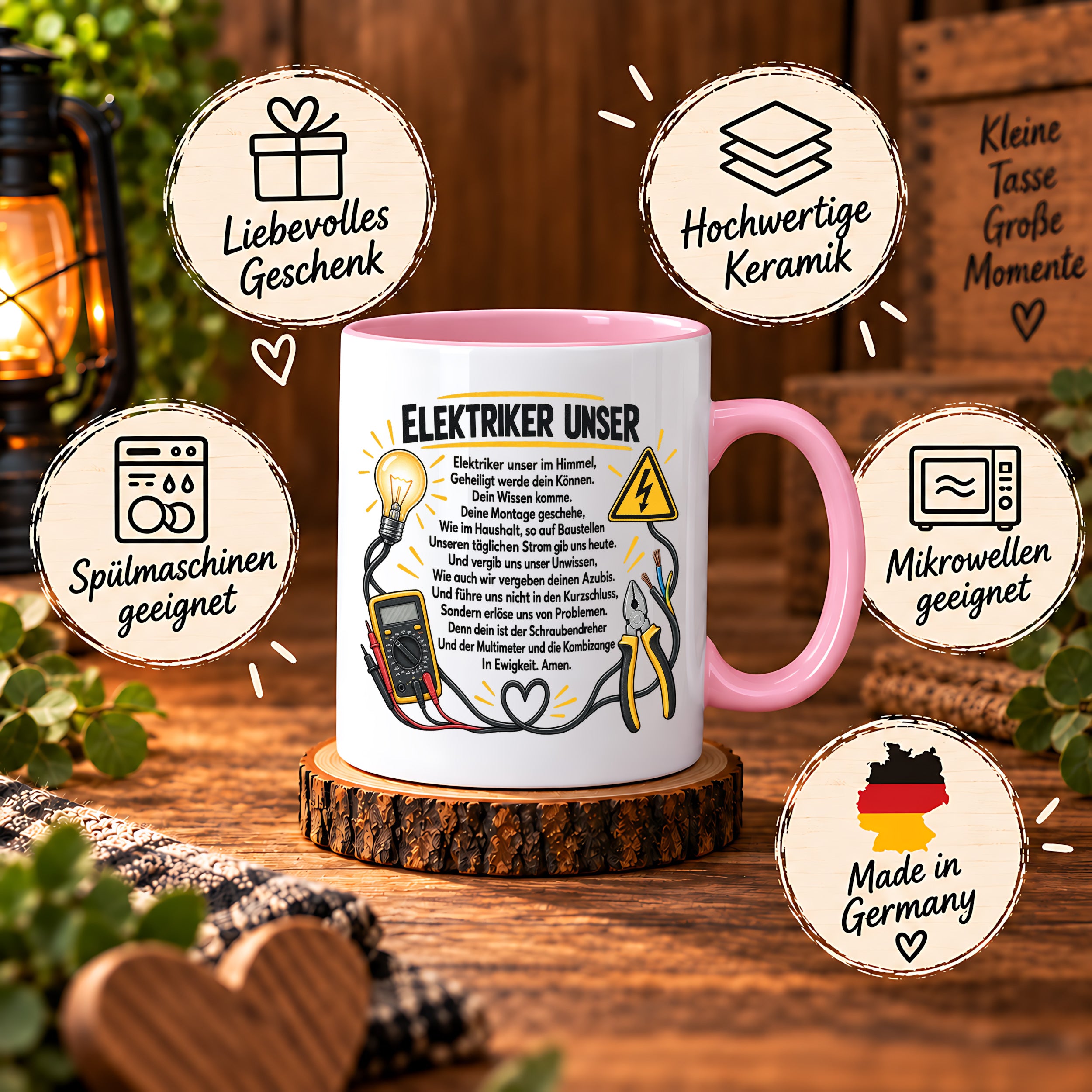 Herzbotschaft Tasse Elektriker Unser lustiges Geschenk 330 ml