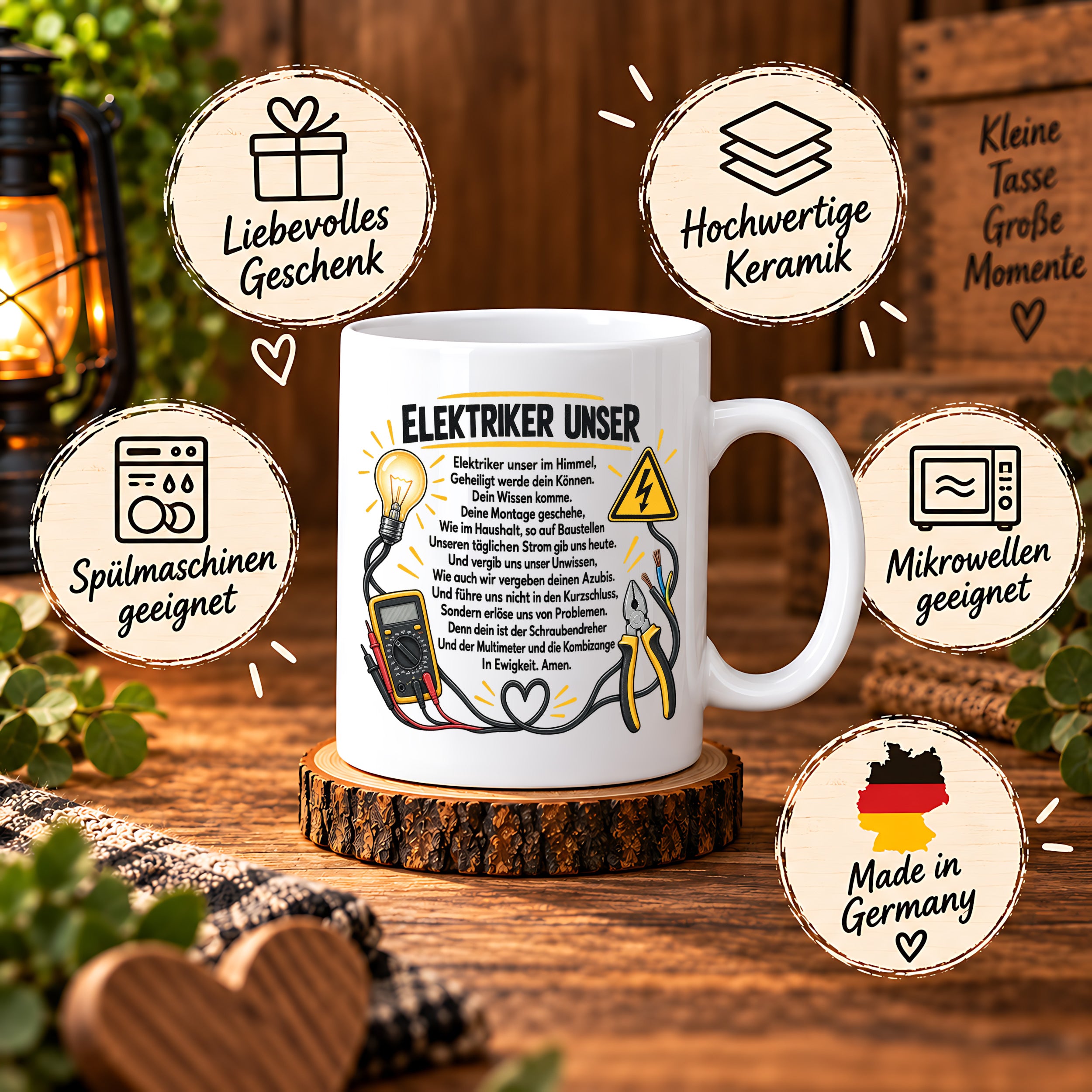 Herzbotschaft Tasse Elektriker Unser lustiges Geschenk 330 ml