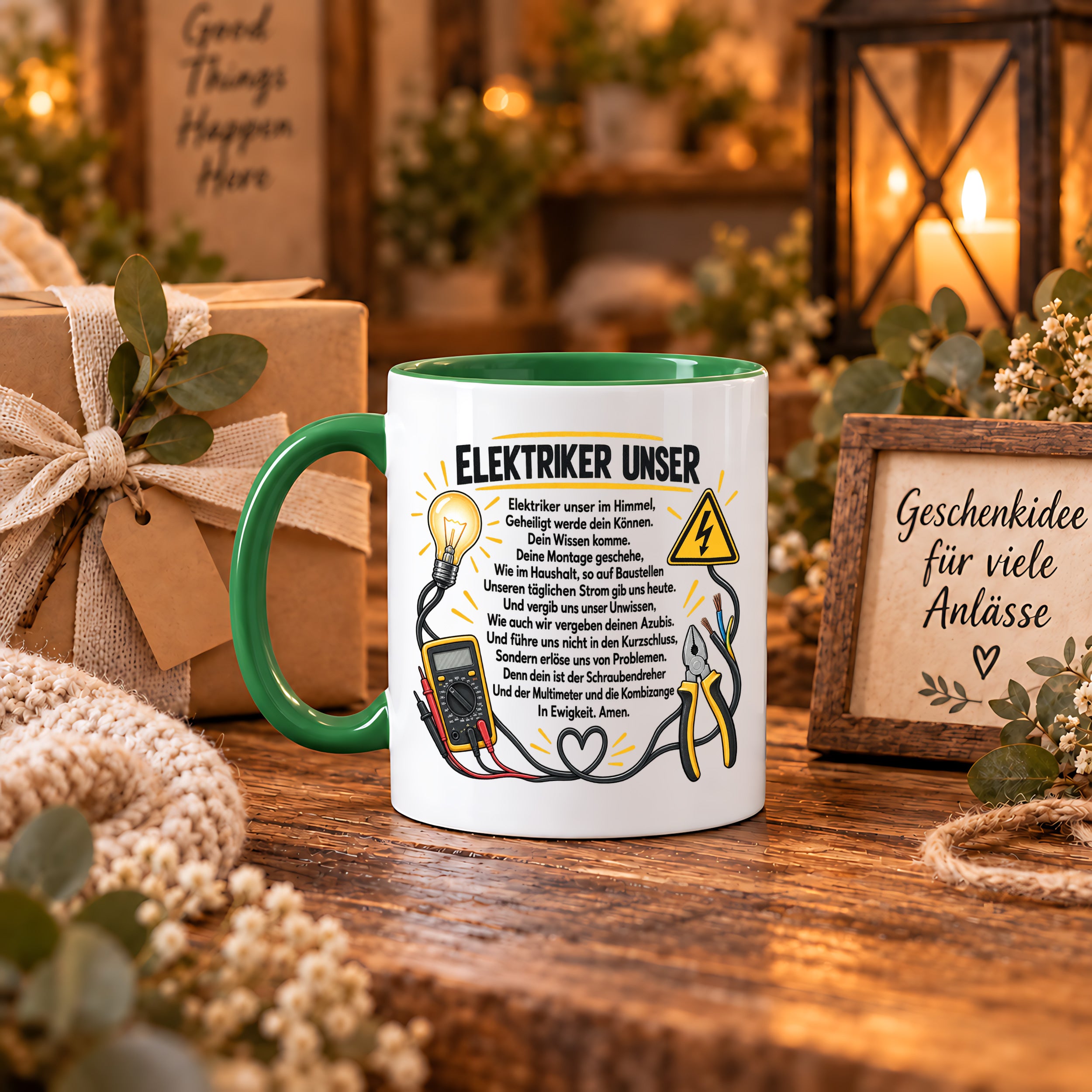 Herzbotschaft Tasse Elektriker Unser lustiges Geschenk 330 ml