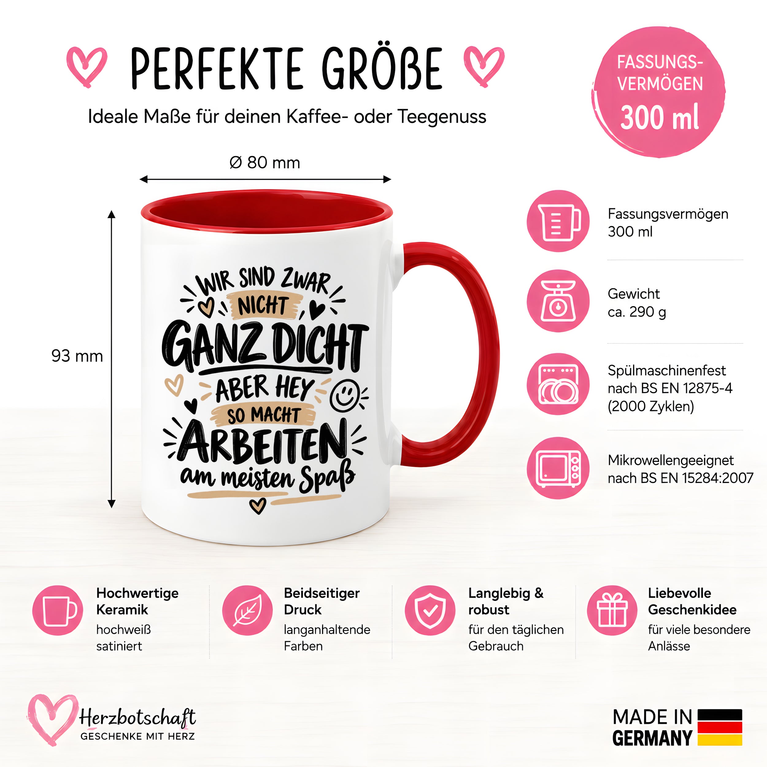 Herzbotschaft Tasse Kollegen Geschenk Arbeit Humor 330 ml