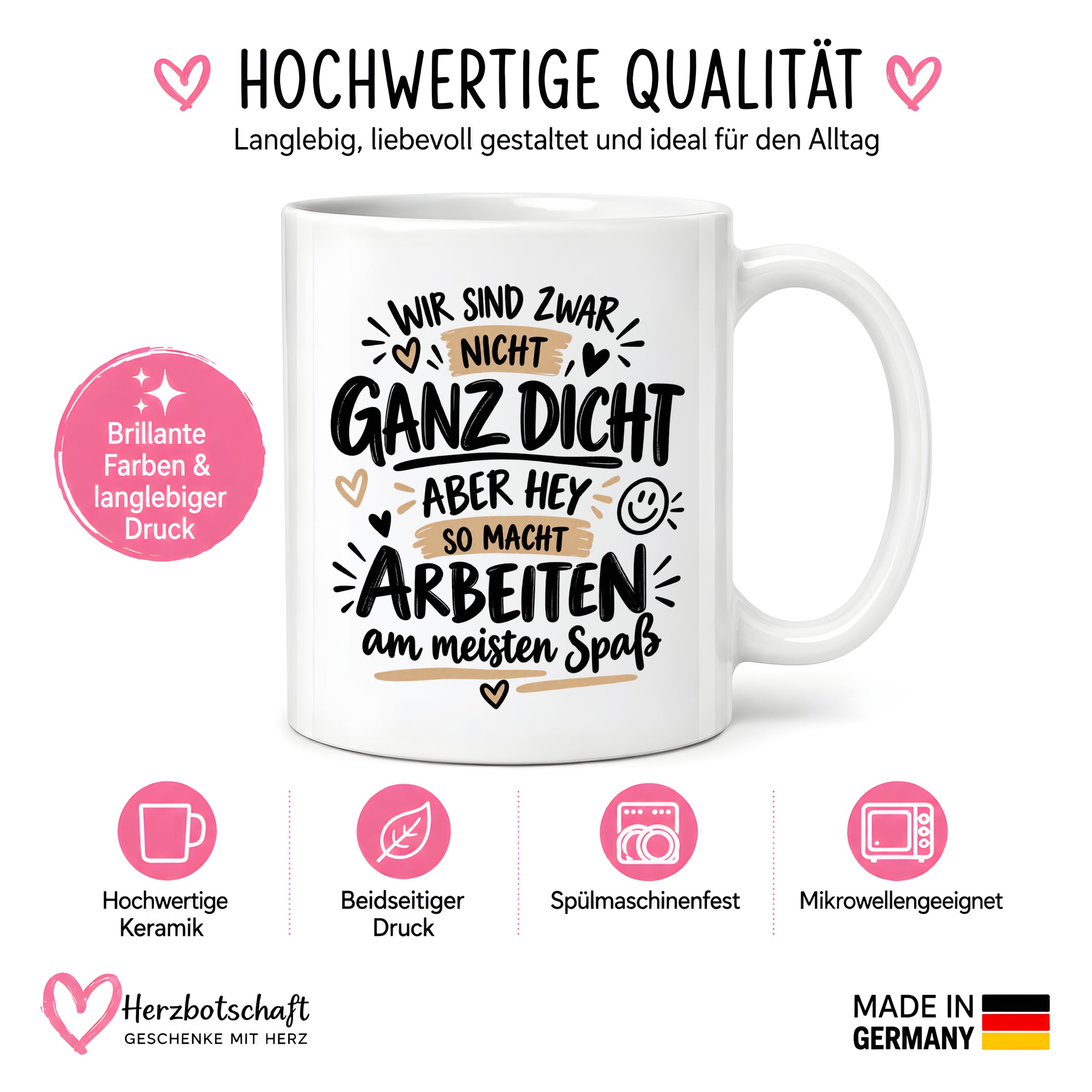 Herzbotschaft Tasse Kollegen Geschenk Arbeit Humor 330 ml