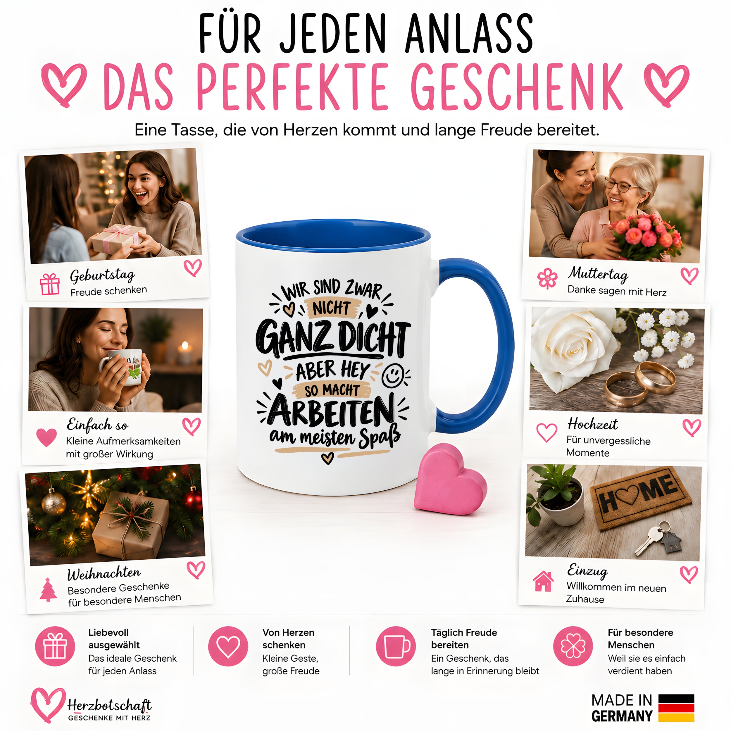 Herzbotschaft Tasse Kollegen Geschenk Arbeit Humor 330 ml