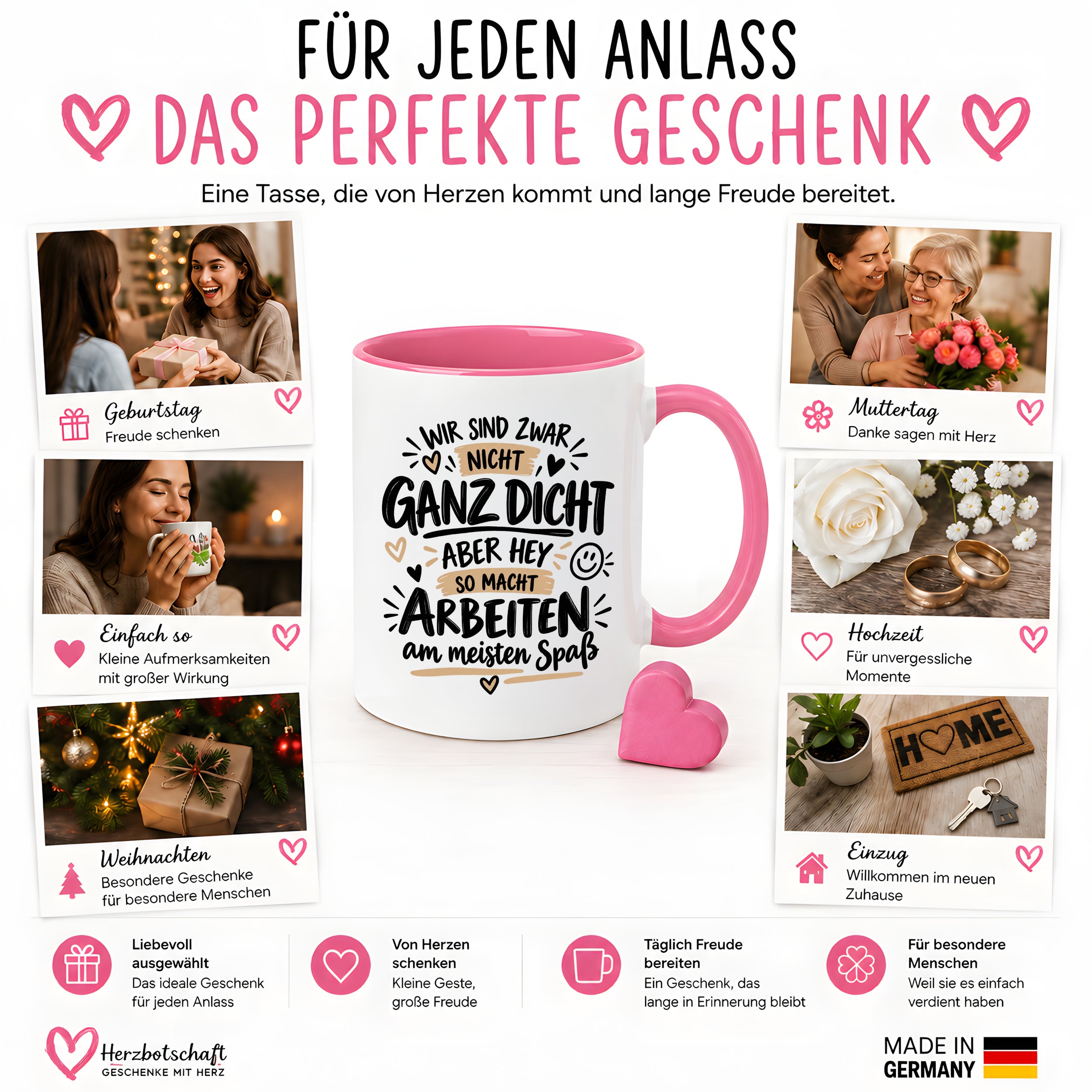 Herzbotschaft Tasse Kollegen Geschenk Arbeit Humor 330 ml