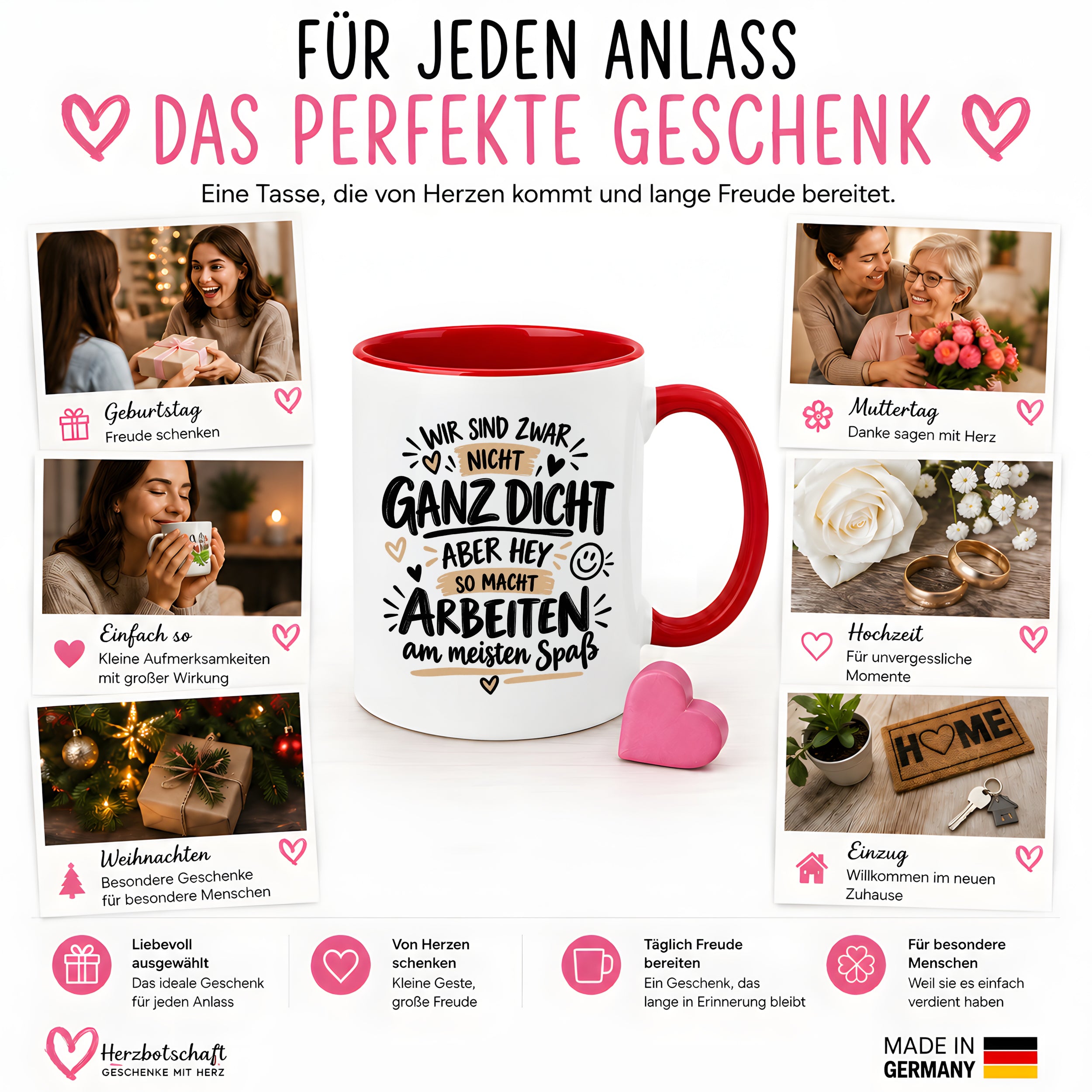 Herzbotschaft Tasse Kollegen Geschenk Arbeit Humor 330 ml