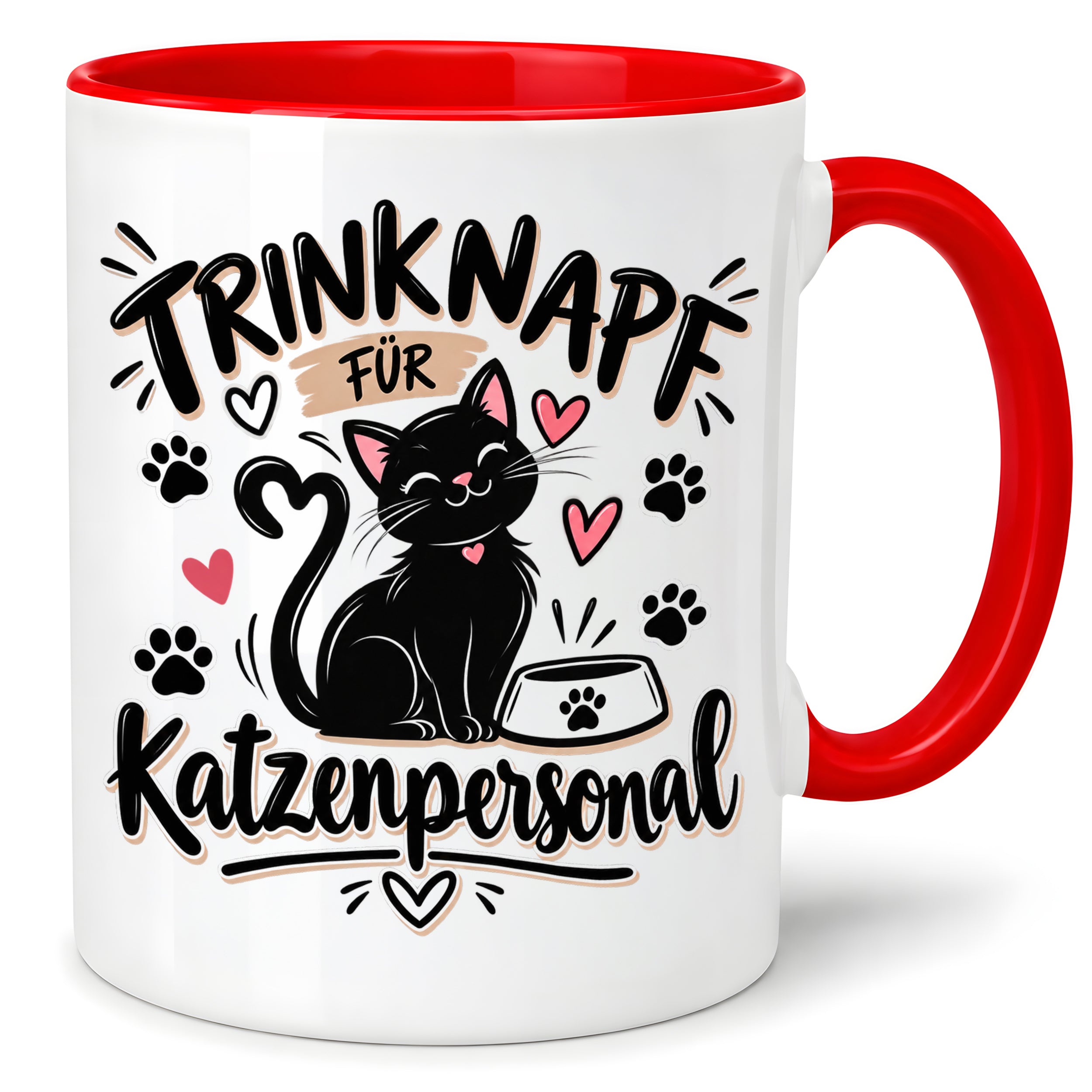 Herzbotschaft Tasse Katzenpersonal Trinknapf Geschenk 330 ml