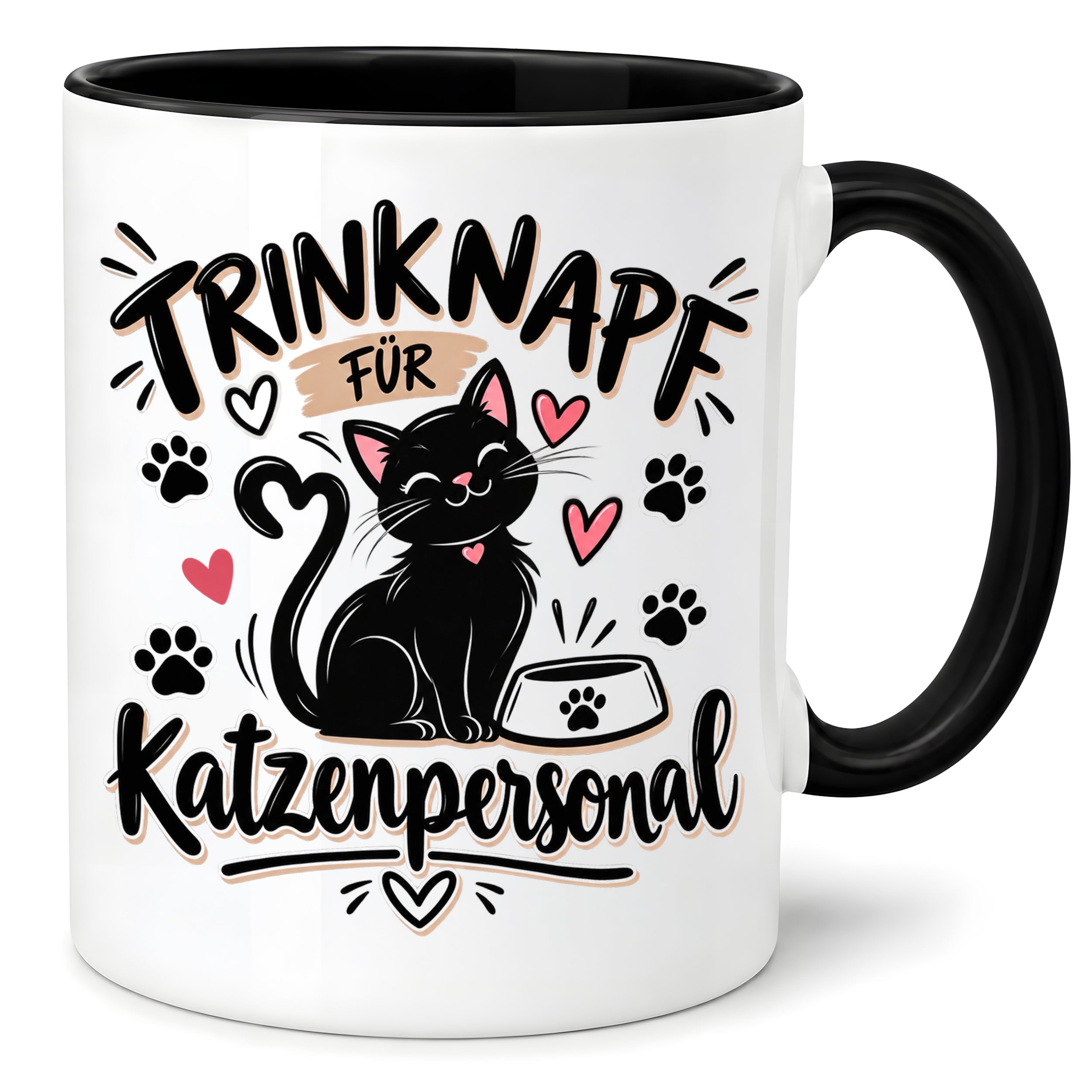 Herzbotschaft Tasse Katzenpersonal Trinknapf Geschenk 330 ml