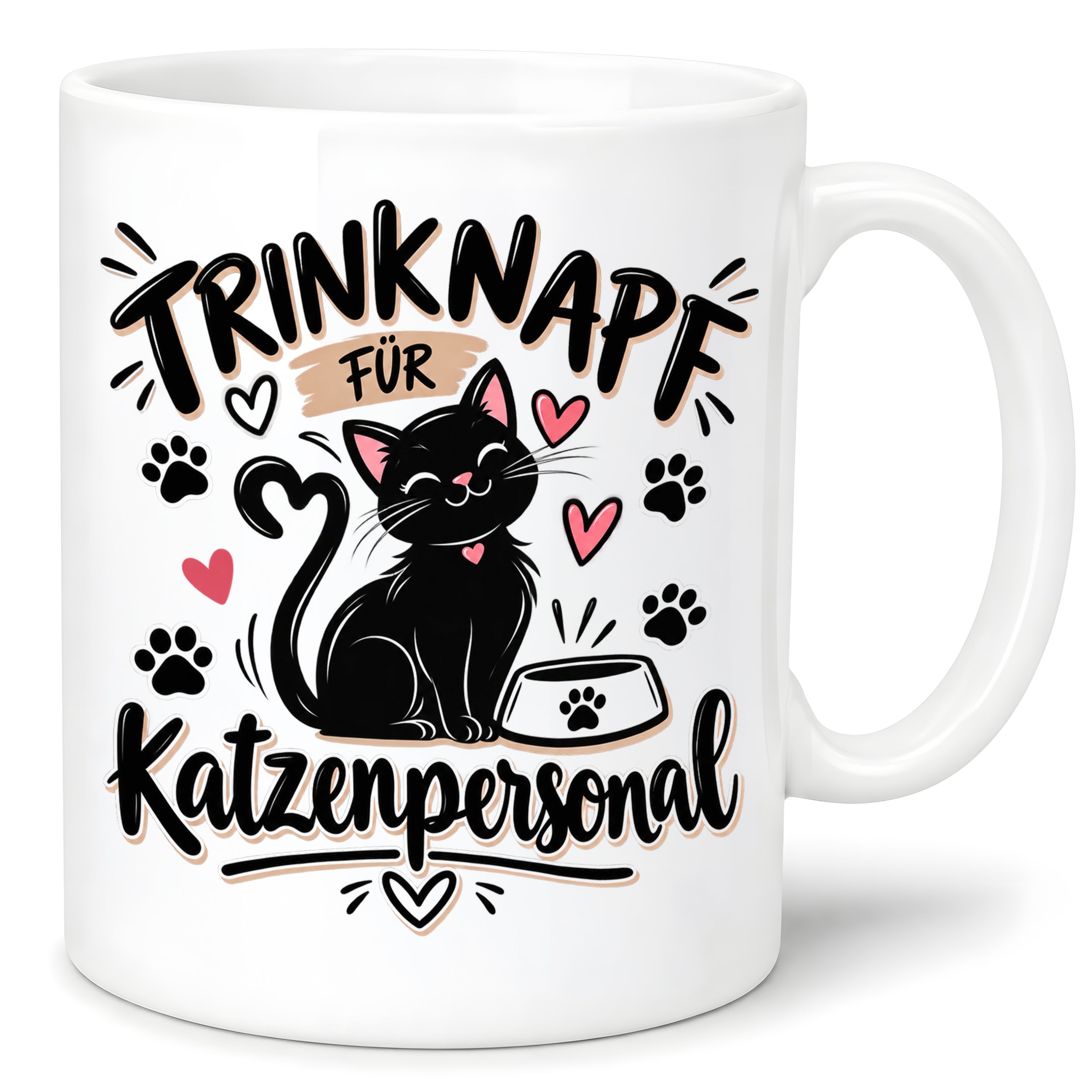 Herzbotschaft Tasse Katzenpersonal Trinknapf Geschenk 330 ml