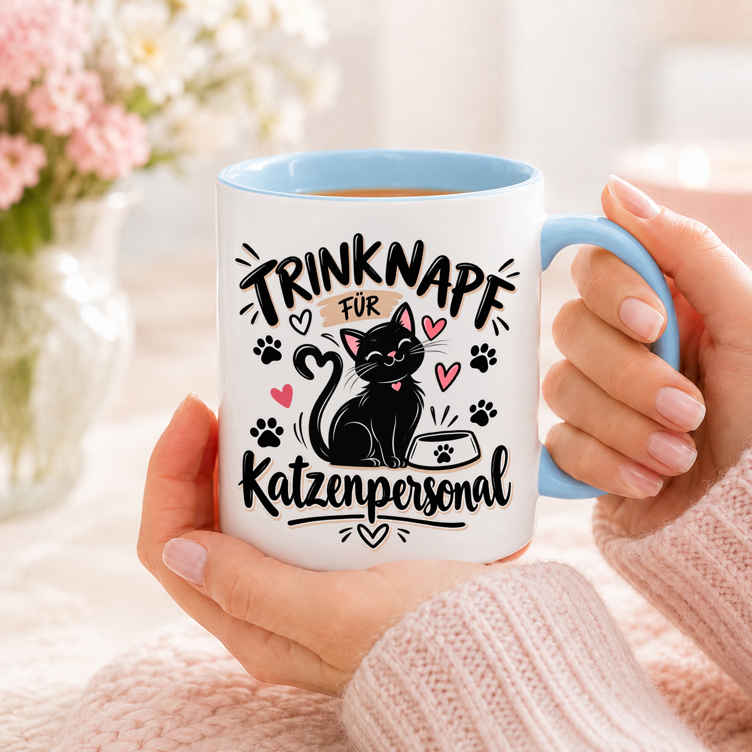Herzbotschaft Tasse Katzenpersonal Trinknapf Geschenk 330 ml