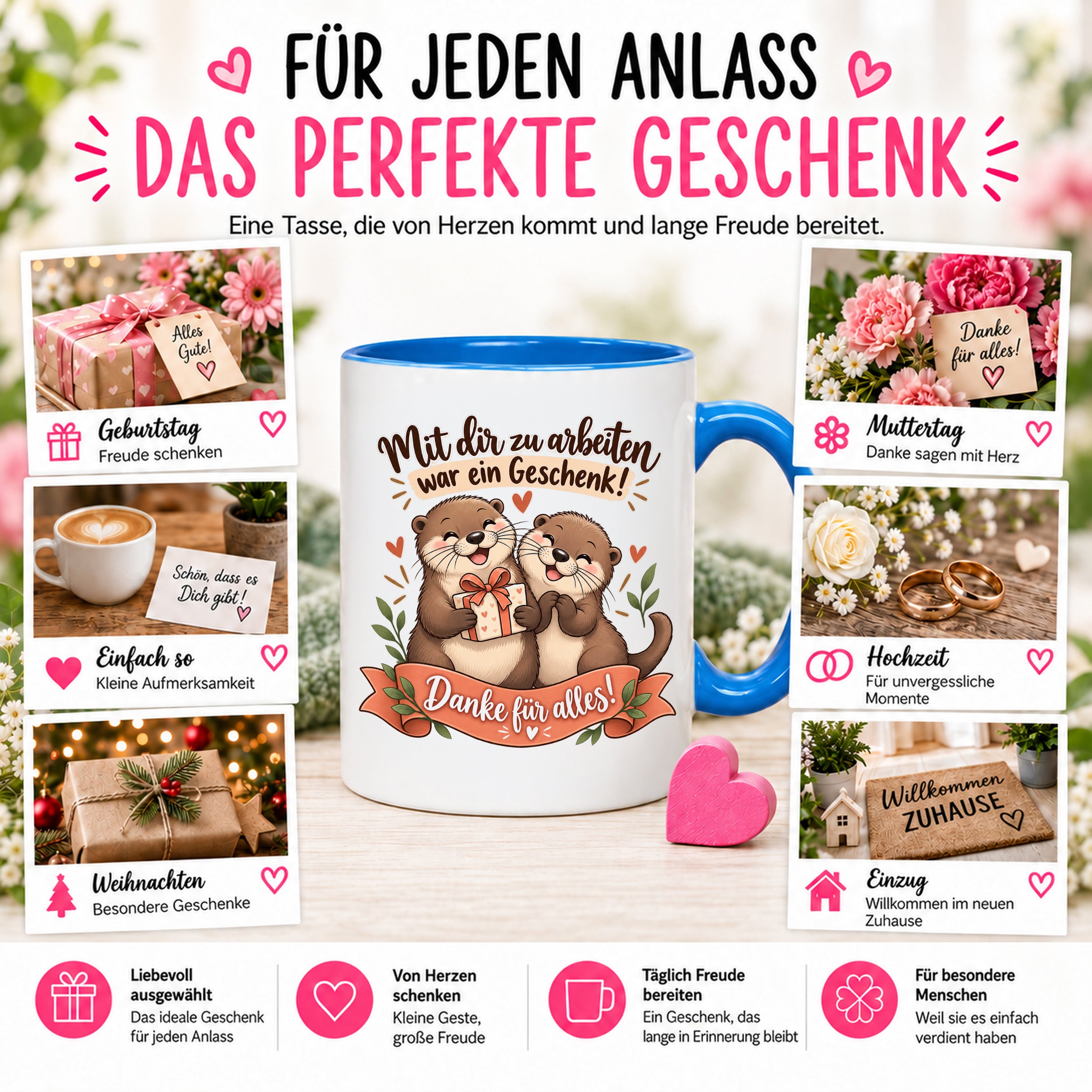 Herzbotschaft Tasse Kollege Abschied Danke Geschenk Arbeitskollegen 330 ml