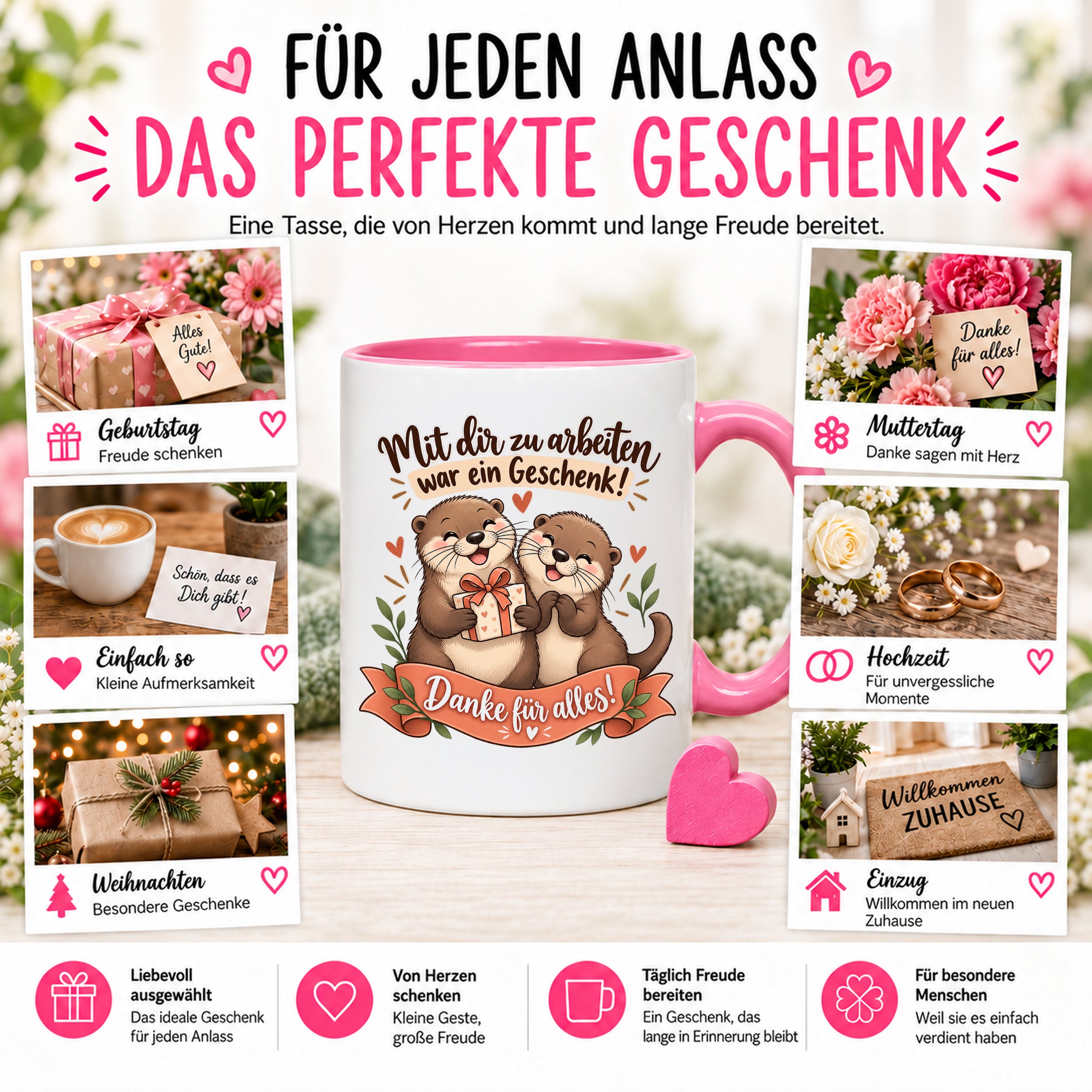Herzbotschaft Tasse Kollege Abschied Danke Geschenk Arbeitskollegen 330 ml