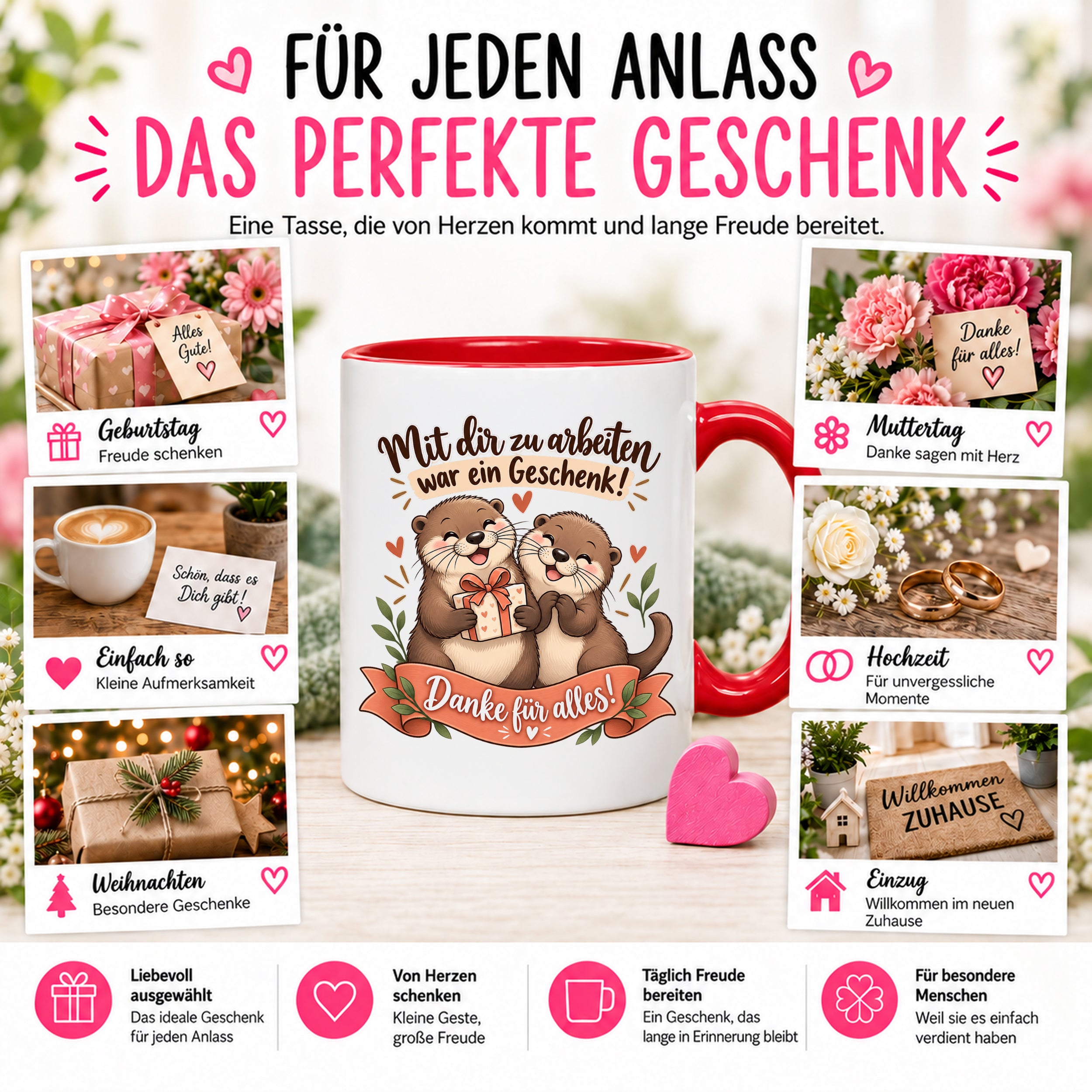 Herzbotschaft Tasse Kollege Abschied Danke Geschenk Arbeitskollegen 330 ml