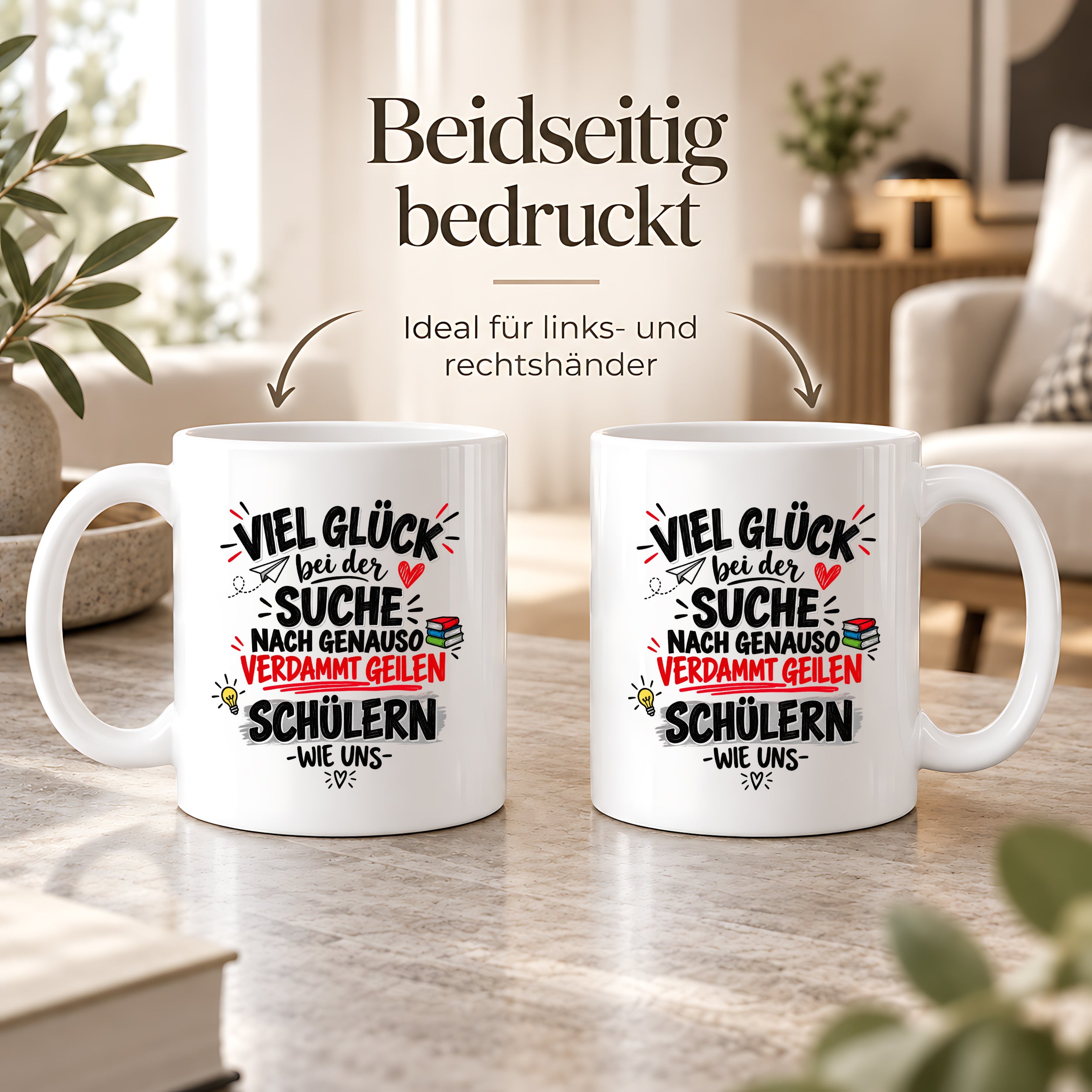 Herzbotschaft Tasse Lehrer Abschied Schüler Danke Geschenk 330 ml