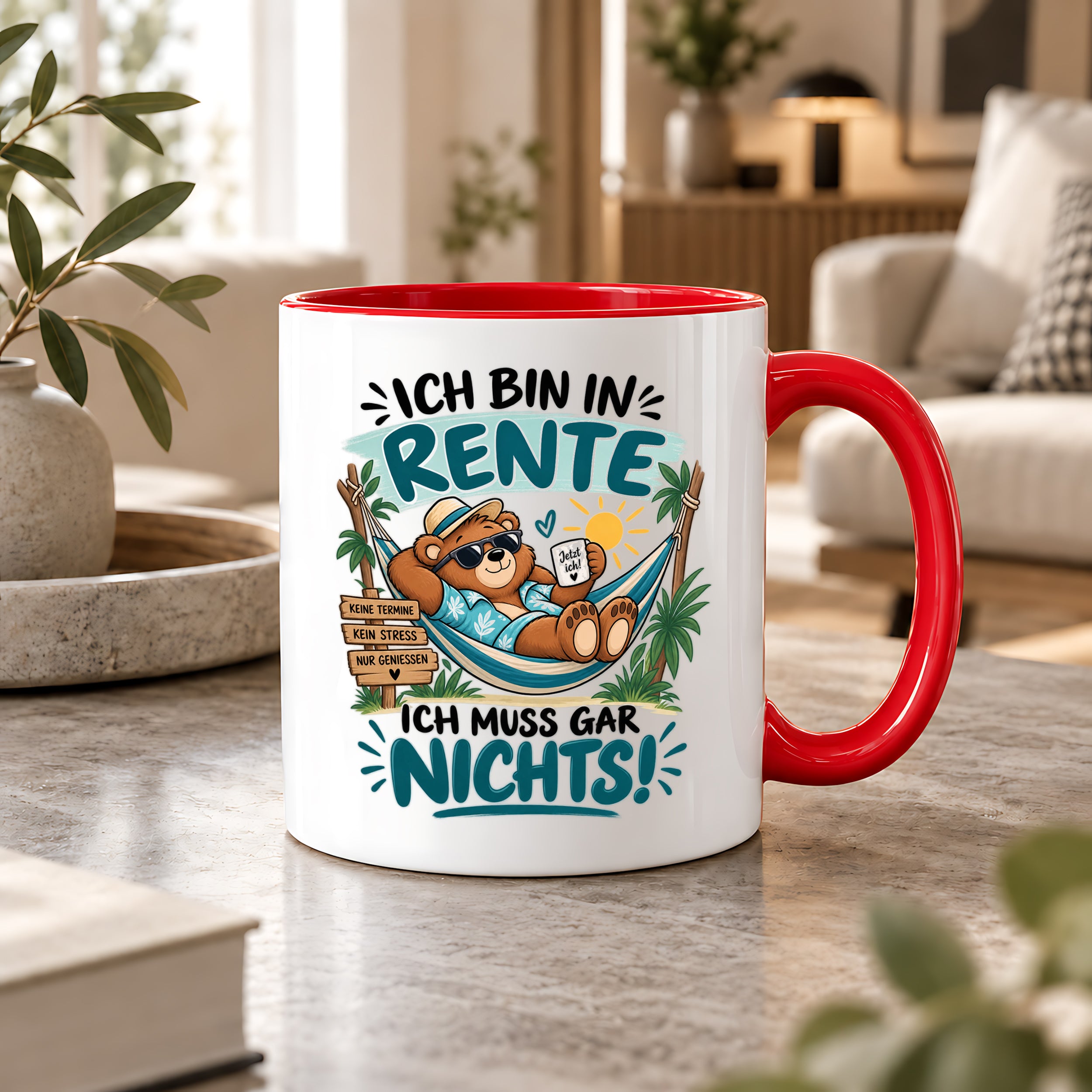 Herzbotschaft Tasse Rente Ruhestand Geschenk 330 ml