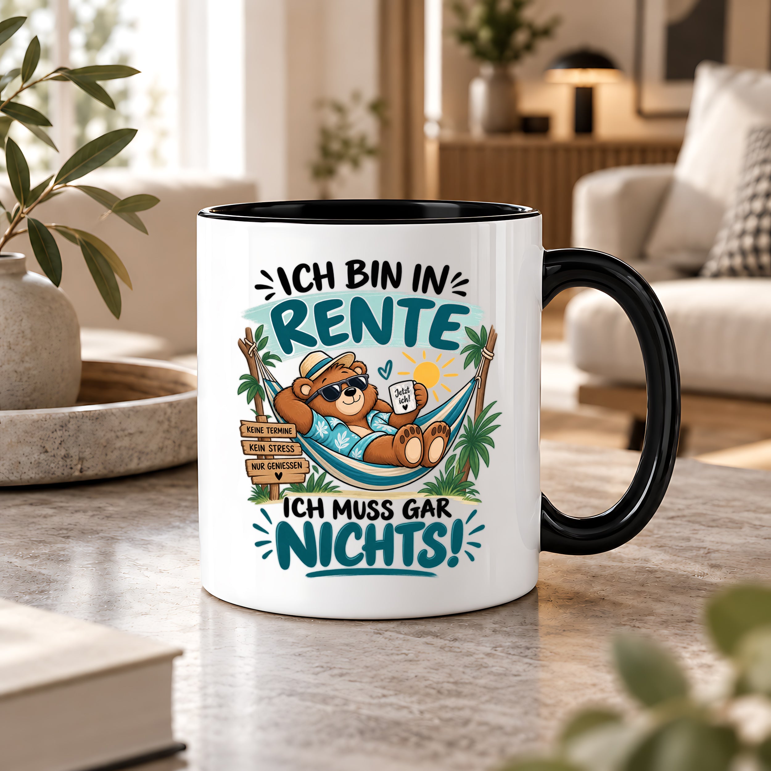 Herzbotschaft Tasse Rente Ruhestand Geschenk 330 ml
