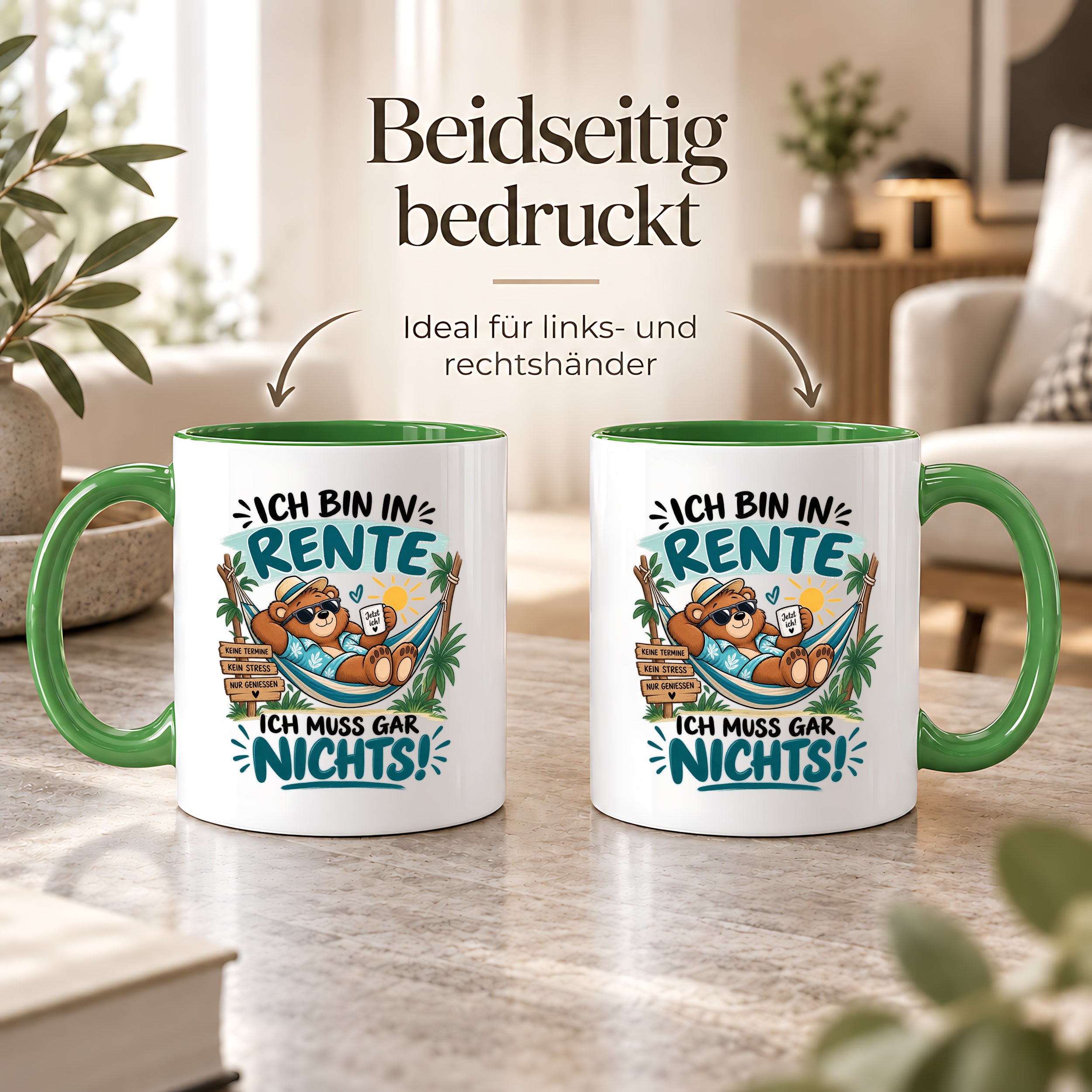 Herzbotschaft Tasse Rente Ruhestand Geschenk 330 ml