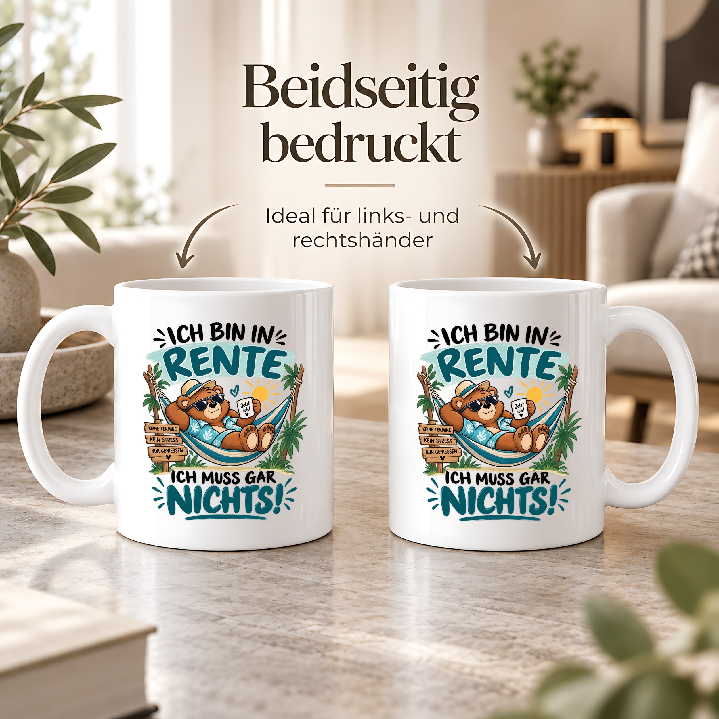 Herzbotschaft Tasse Rente Ruhestand Geschenk 330 ml