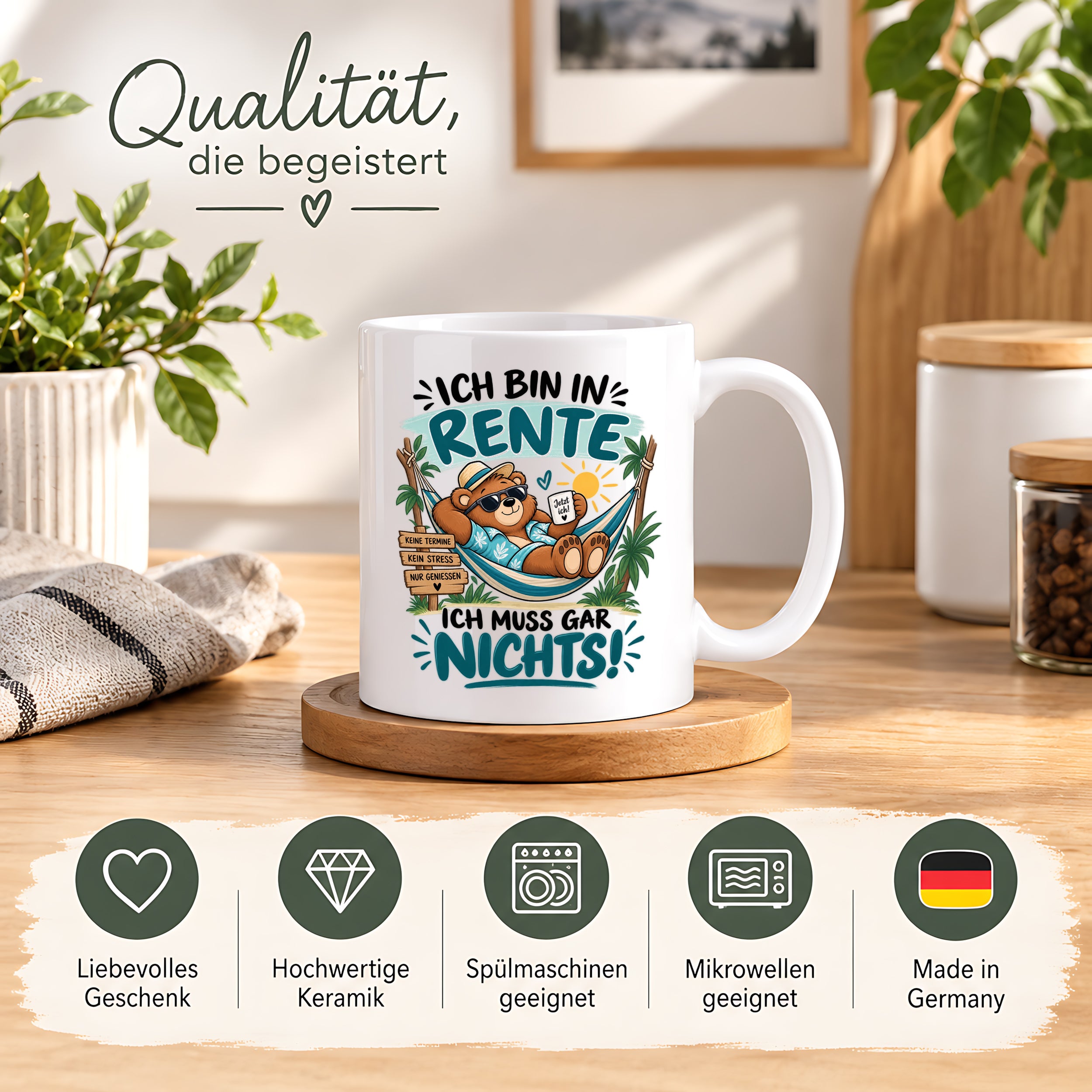 Herzbotschaft Tasse Rente Ruhestand Geschenk 330 ml