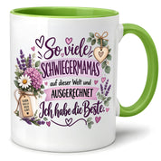 Herzbotschaft Tasse Schwiegermama Geschenk Danke Blumen 330 ml