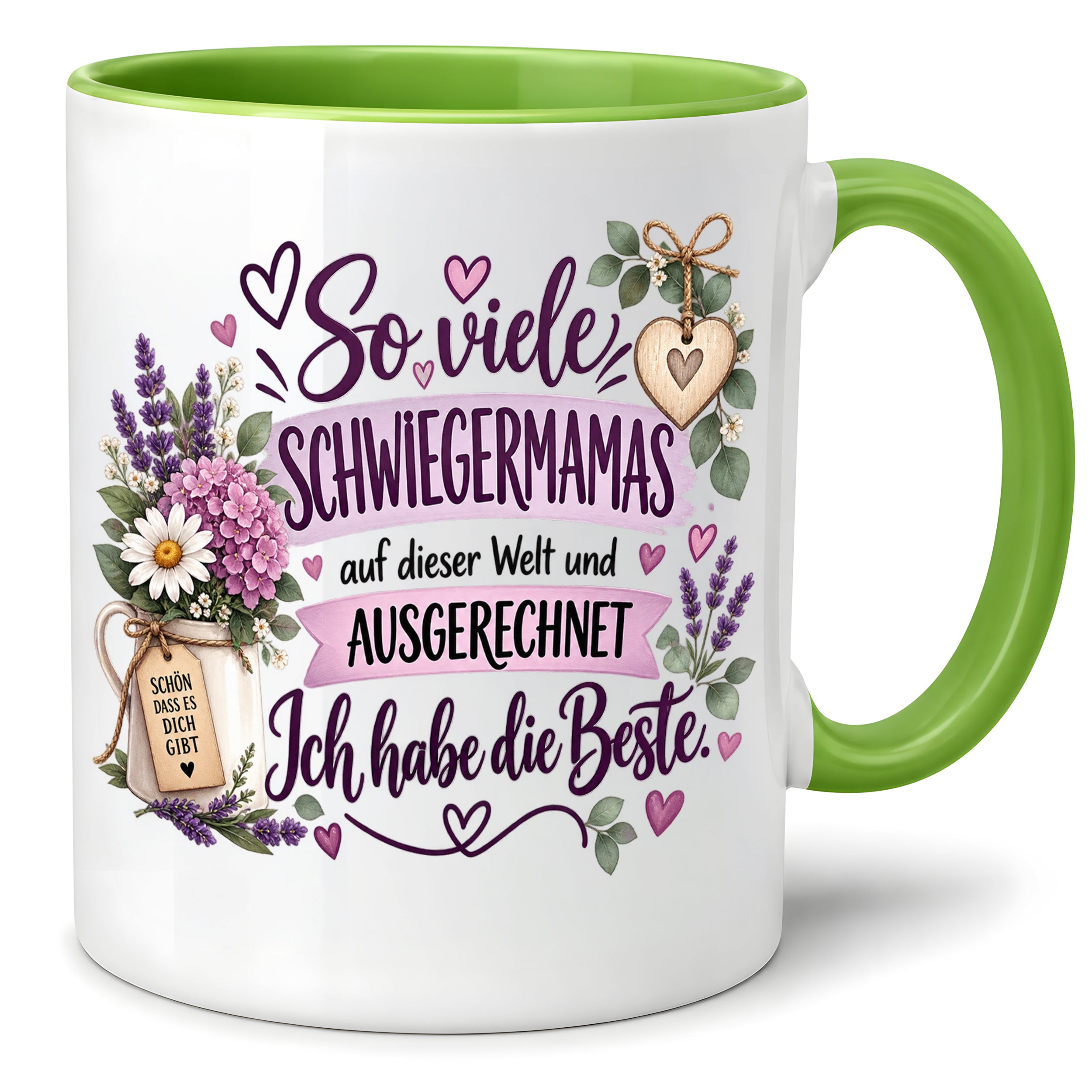 Herzbotschaft Tasse Schwiegermama Geschenk Danke Blumen 330 ml