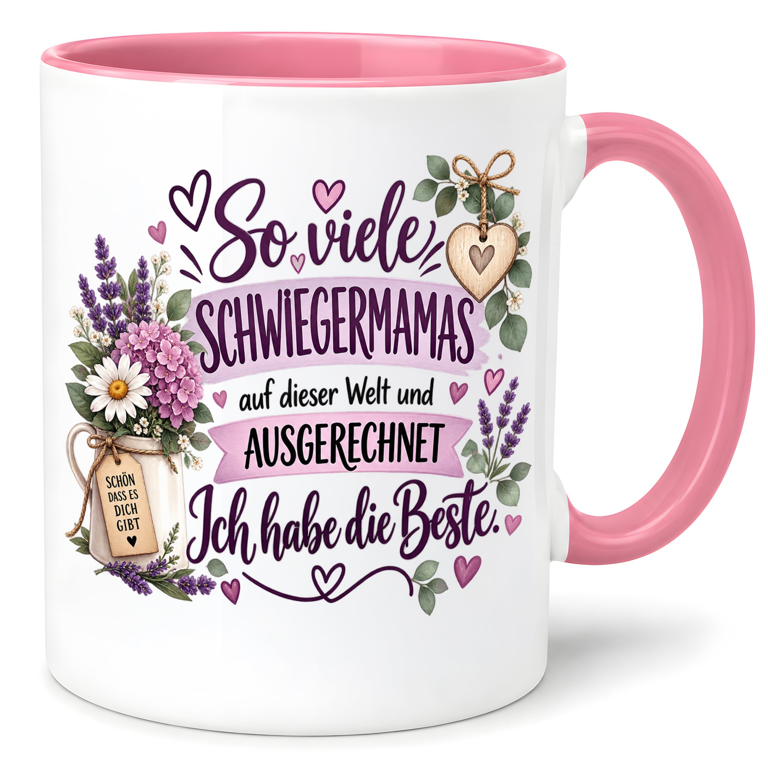 Herzbotschaft Tasse Schwiegermama Geschenk Danke Blumen 330 ml