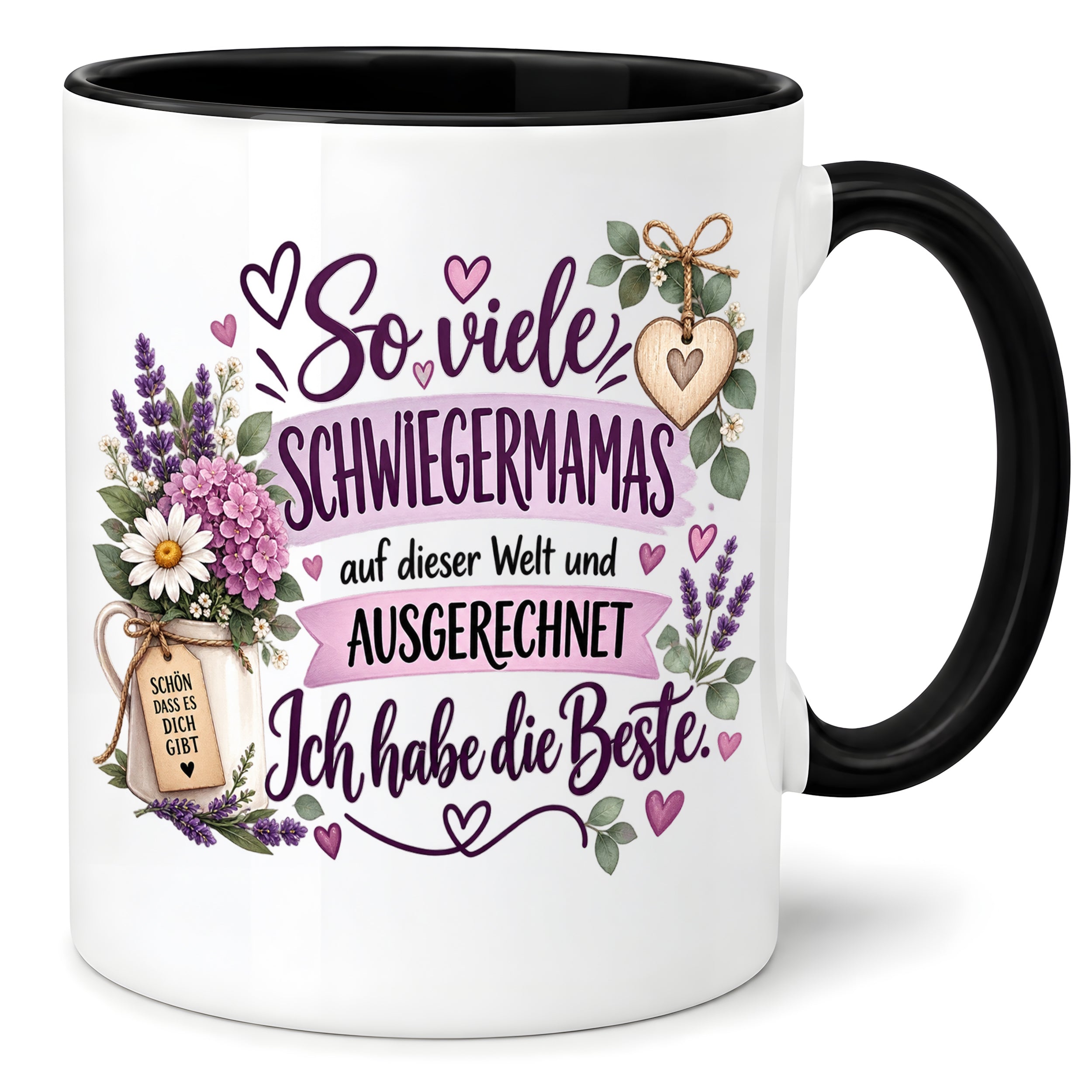 Herzbotschaft Tasse Schwiegermama Geschenk Danke Blumen 330 ml