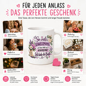 Herzbotschaft Tasse Schwiegermama Geschenk Danke Blumen 330 ml