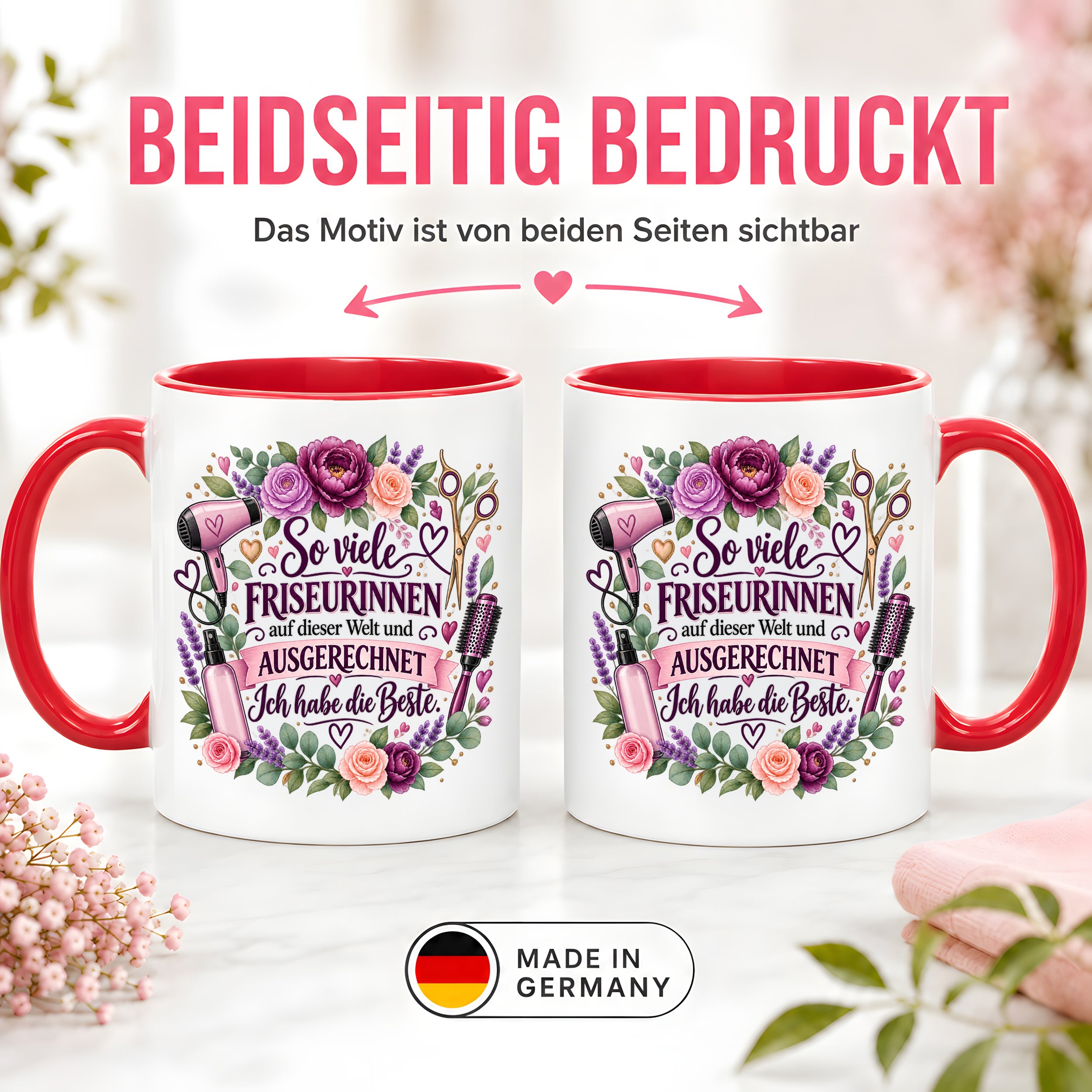 Herzbotschaft Tasse Friseurin Danke Geschenk Beste Friseurin 330 ml
