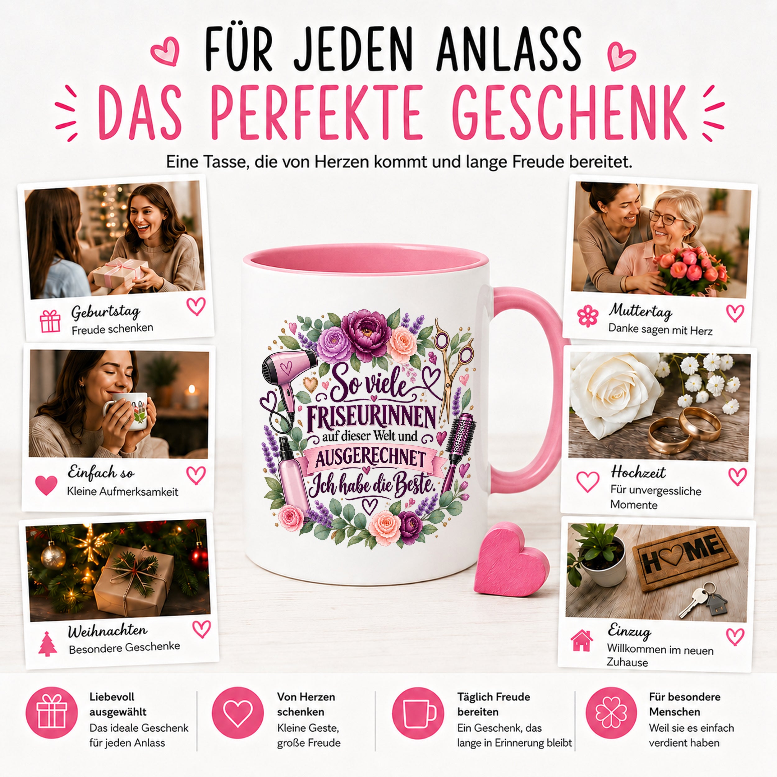 Herzbotschaft Tasse Friseurin Danke Geschenk Beste Friseurin 330 ml