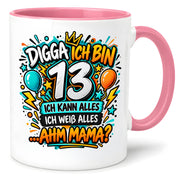 Herzbotschaft Tasse 13 Geburtstag Teenager Geschenk 330 ml