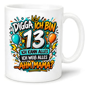 Herzbotschaft Tasse 13 Geburtstag Teenager Geschenk 330 ml