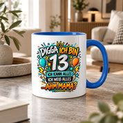 Herzbotschaft Tasse 13 Geburtstag Teenager Geschenk 330 ml