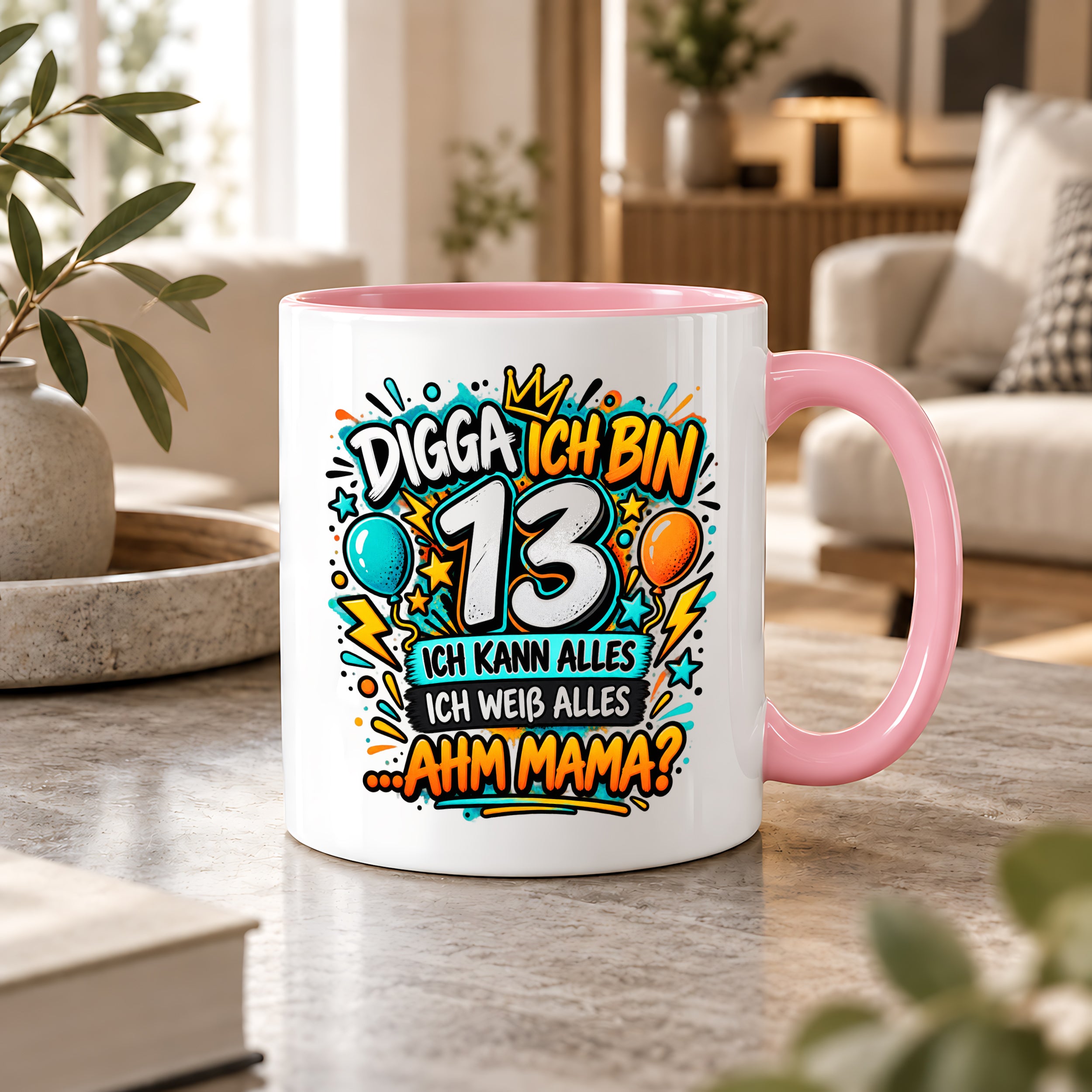 Herzbotschaft Tasse 13 Geburtstag Teenager Geschenk 330 ml