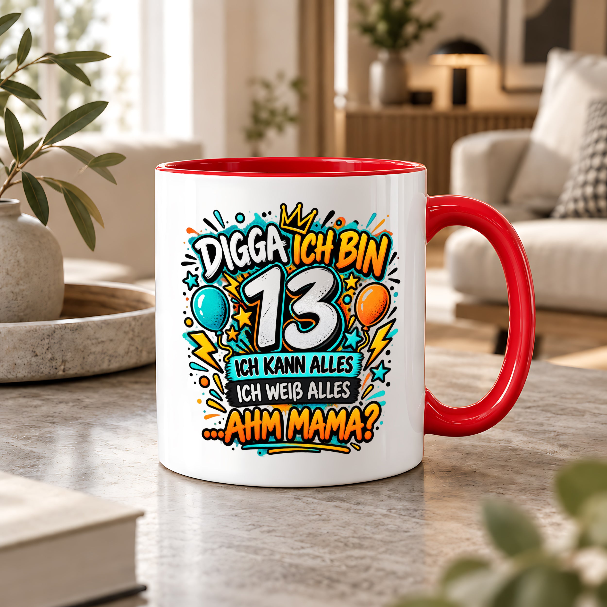 Herzbotschaft Tasse 13 Geburtstag Teenager Geschenk 330 ml