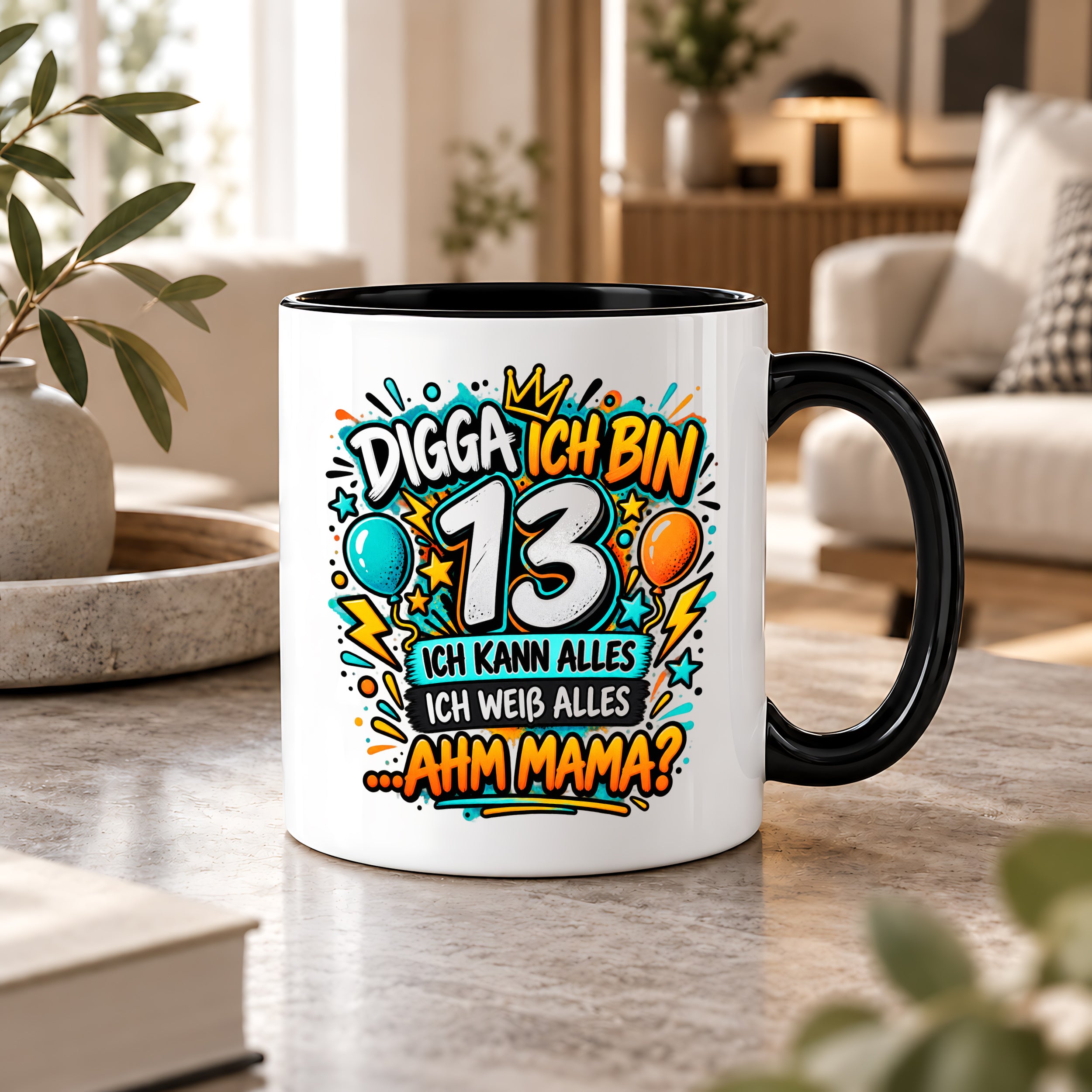 Herzbotschaft Tasse 13 Geburtstag Teenager Geschenk 330 ml